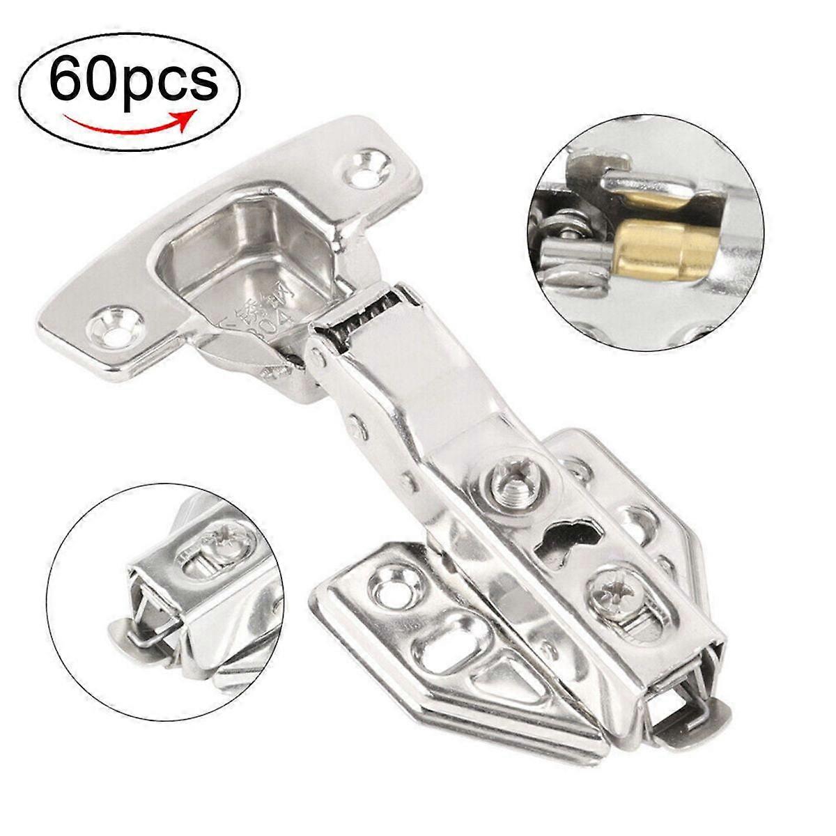 WSYW 60PCS Compact Concealed Cabinet Hinge 1/2 OVERLAY Hydraulic Soft Closing