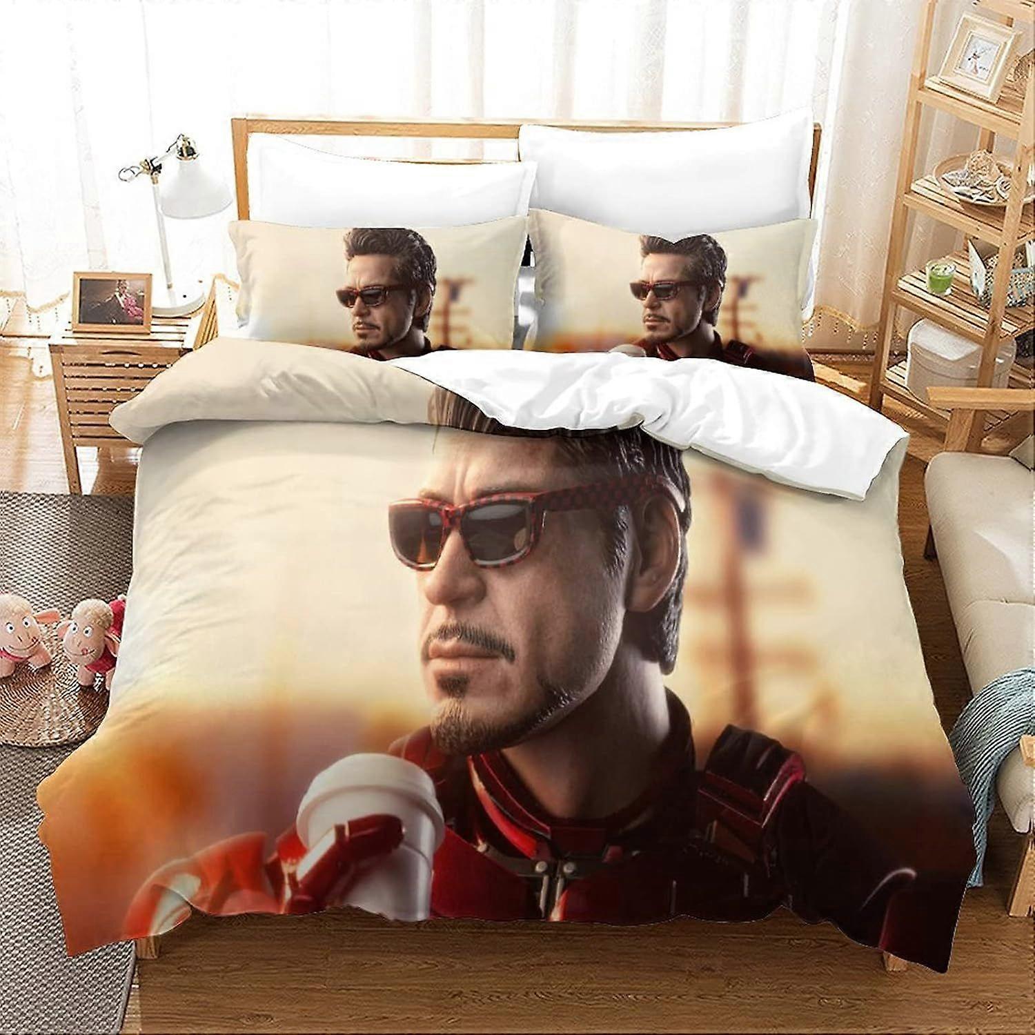 AM1298 Duvet Cover Set Iron Man Bedding Set Movie Poster Bedspread Microfiber Bedding Cover Set Comforter Cover King220x240cm