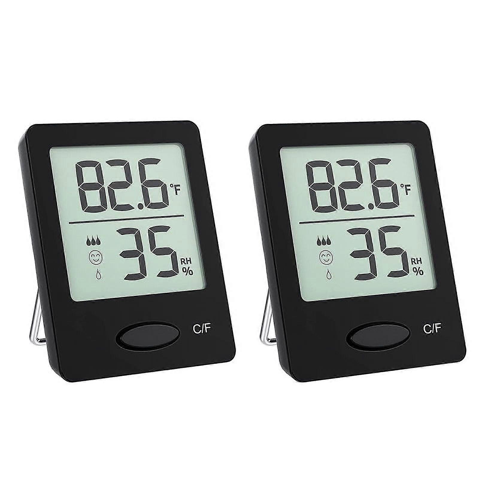 Humidity Gauge, Room Thermometer Hygrometer, Mini Size Indoor Thermometer with Indicator, Black, 2 Packs
