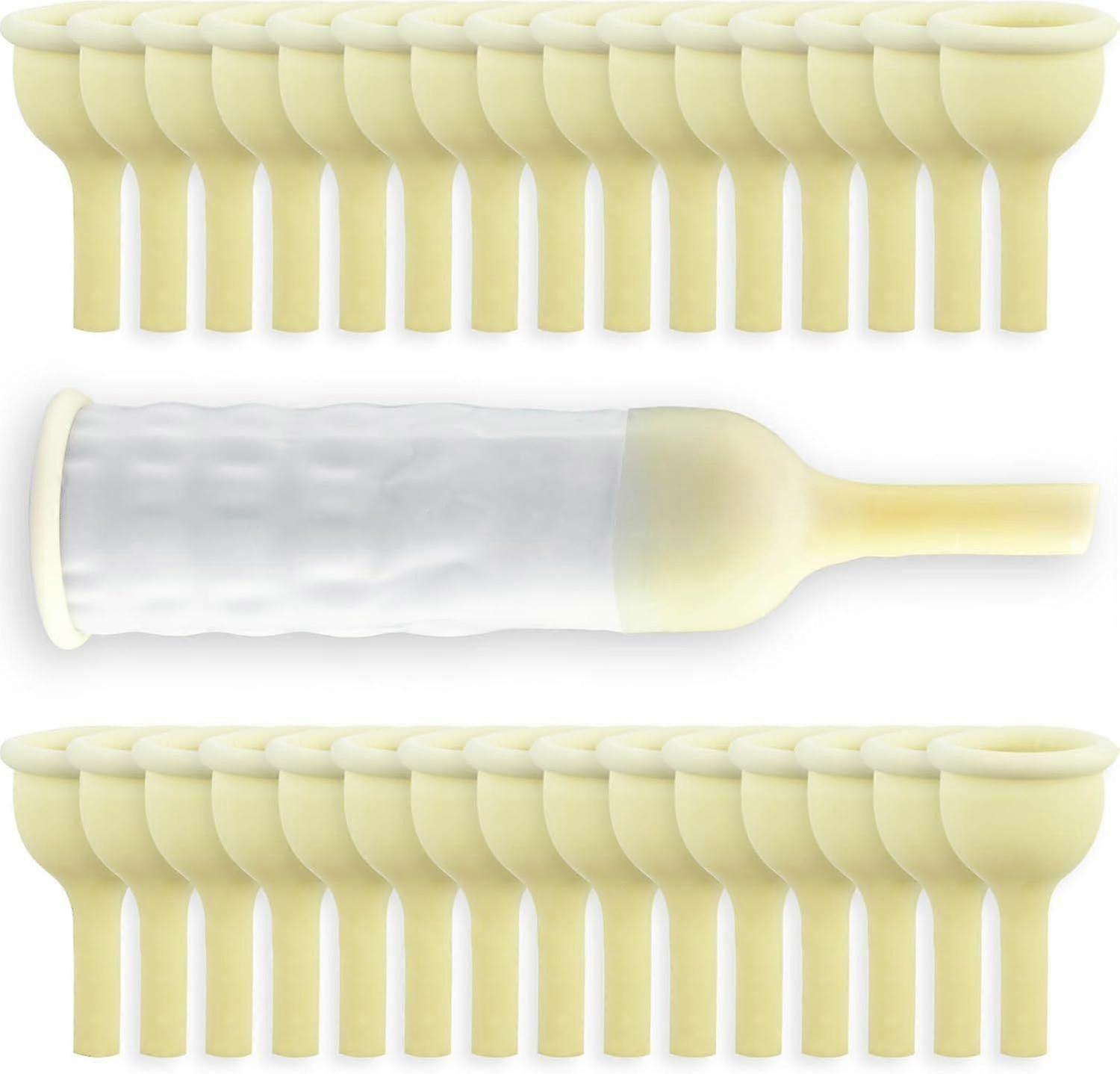 30 قطعة قسطرة خارجية للذكور مع مطاط مثبت ، مادة الواقي الذكري اللاتكس