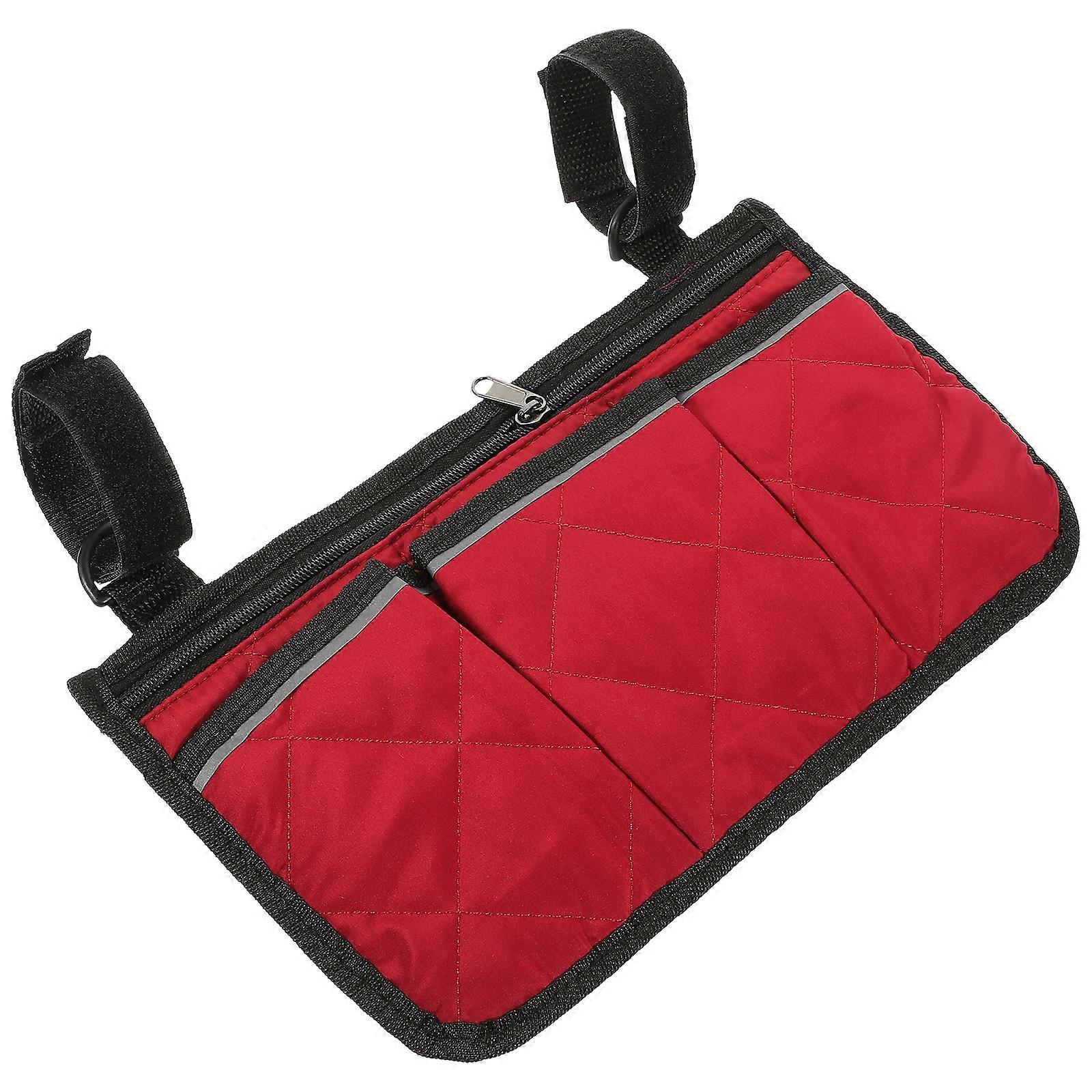 Wheelchair Bag Wheelchair Armrest Bag Daily Use Red Practical Design Storage 1Pack