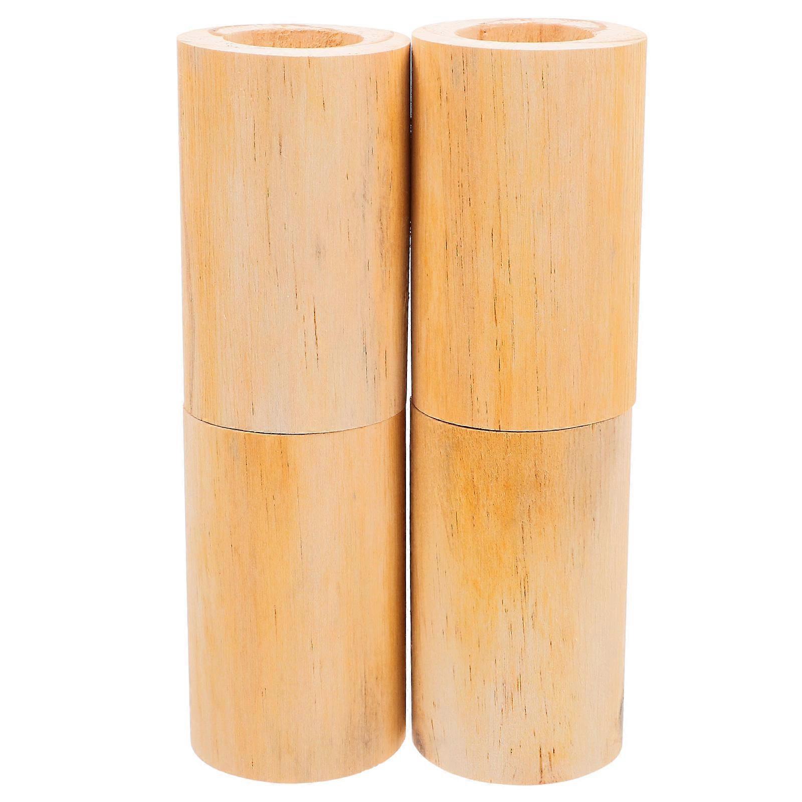 Chair Height Extenders 4Pcs Round Furniture Risers For Office Use Stable Support Enhance Ergonomics In Khaki Wood