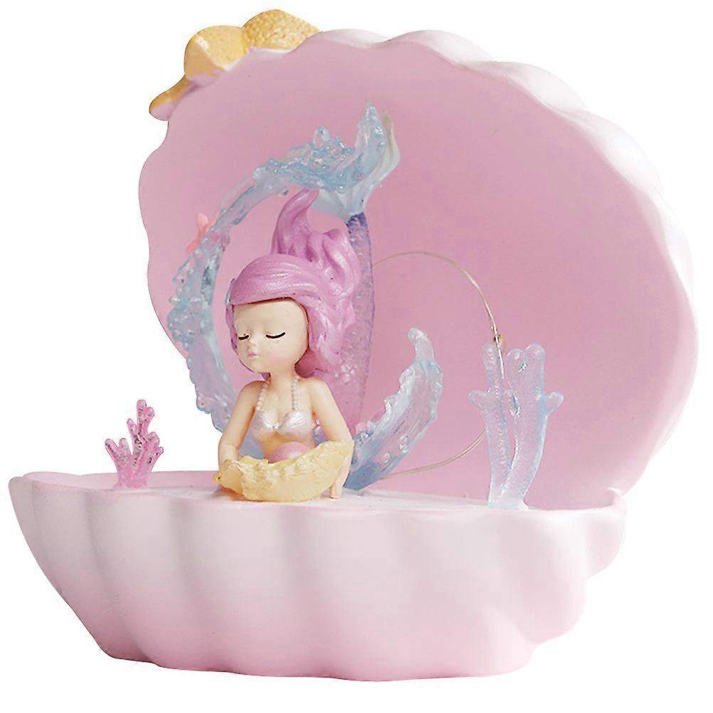 2Pcs Mermaid Modeling Night Light Decorative Lighting For Desktop Decoration Featuring Style In Pink