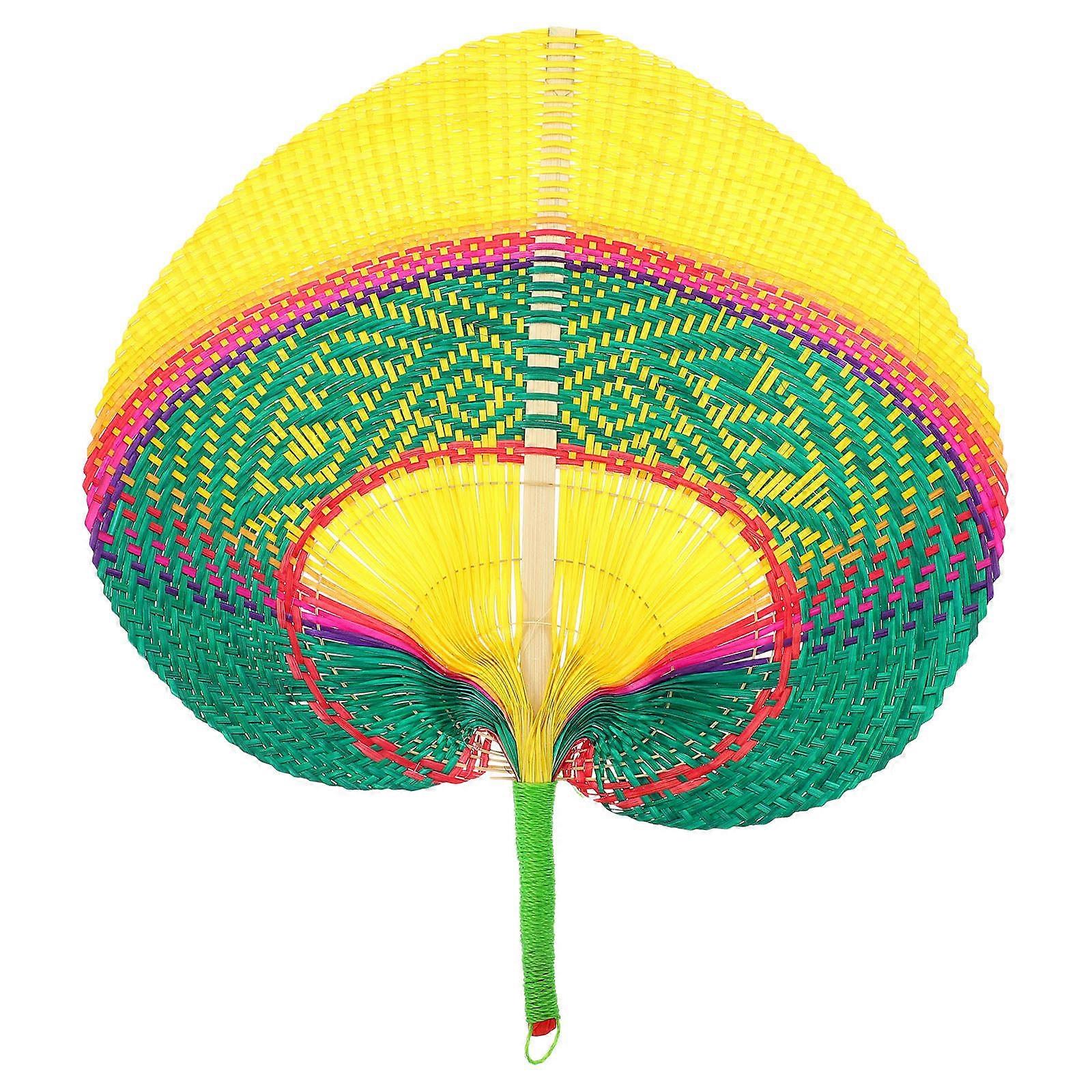 Peach Shape Bamboo Handwoven Fan for Summer Use 2Pcs Cooling Decorative Fan