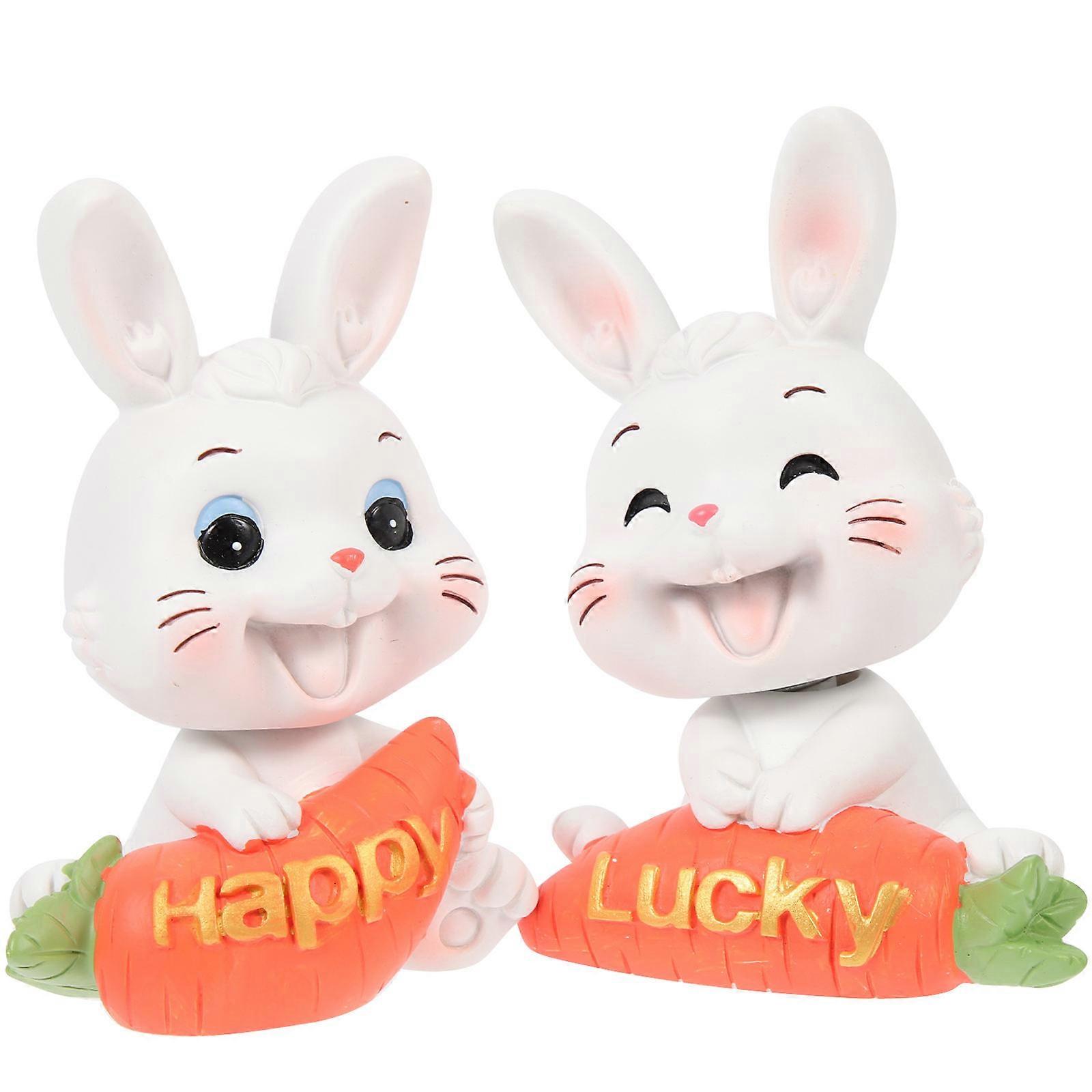 Miniature Resin Rabbit Figurines for DIY Decoration 6Pcs Assorted