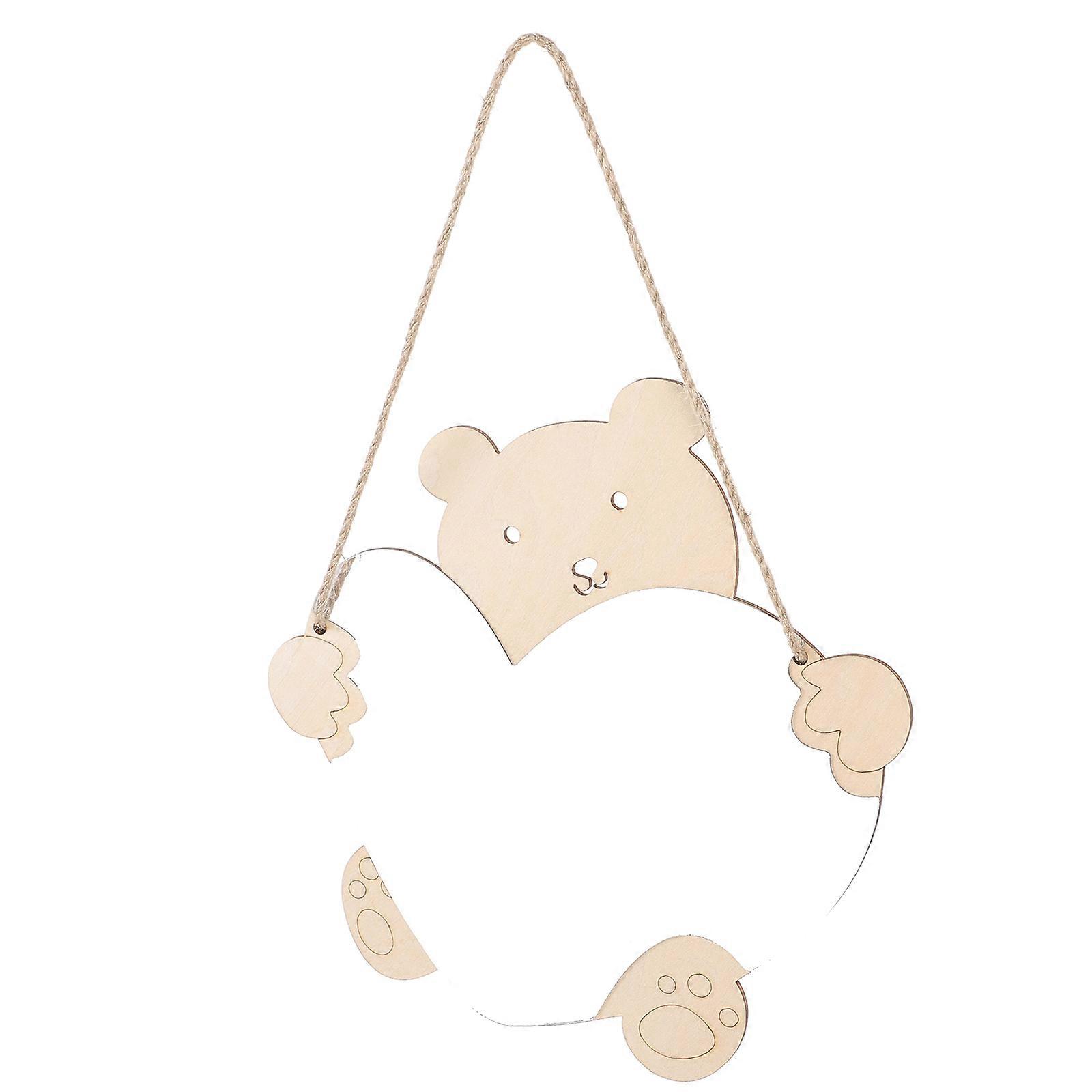 Wooden Mirror Hanging Type Bear Mirror 2Pcs for Bathroom