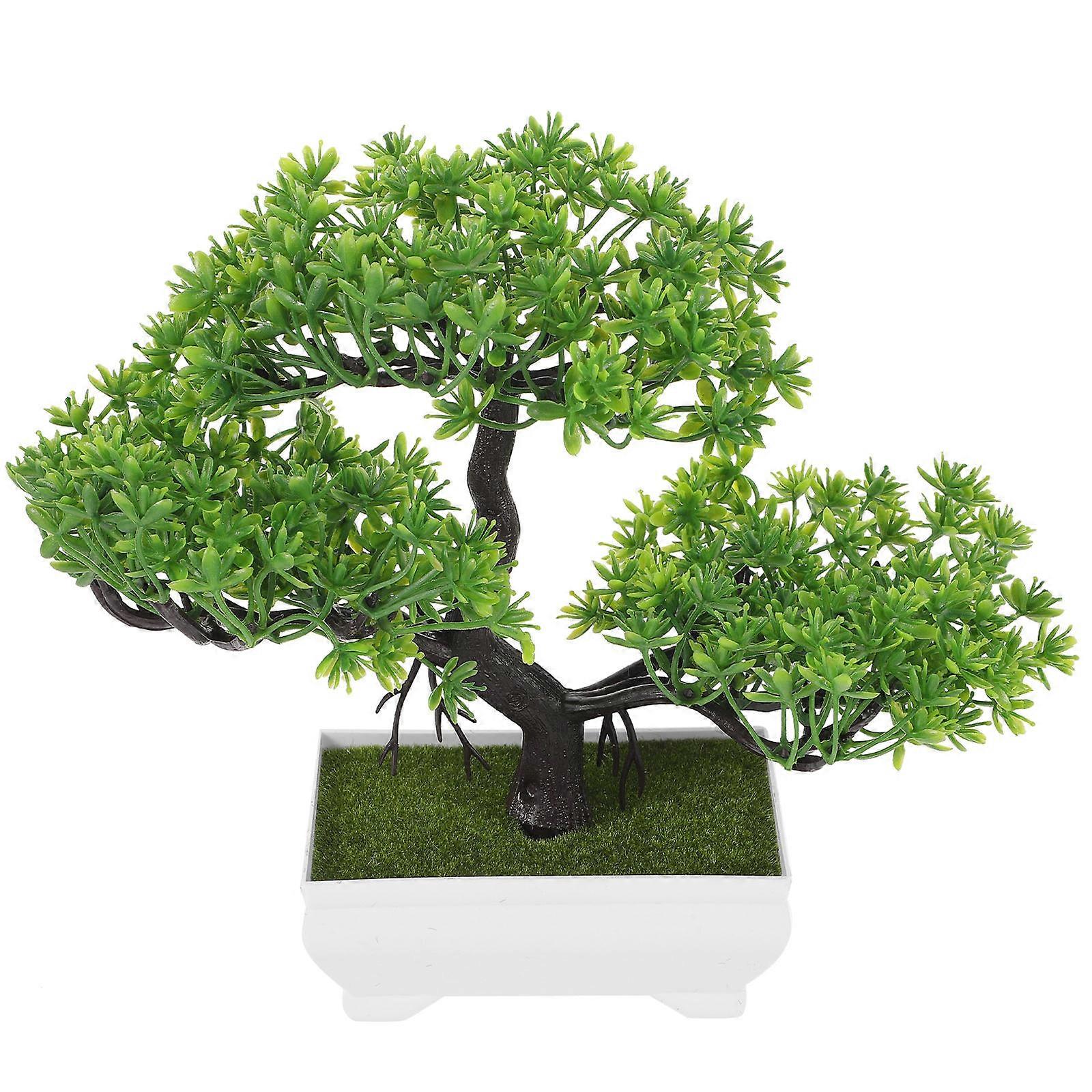 Artificial Bonsai Tree Fake Pine Tree Decor for 2Pcs Desktop Ornament