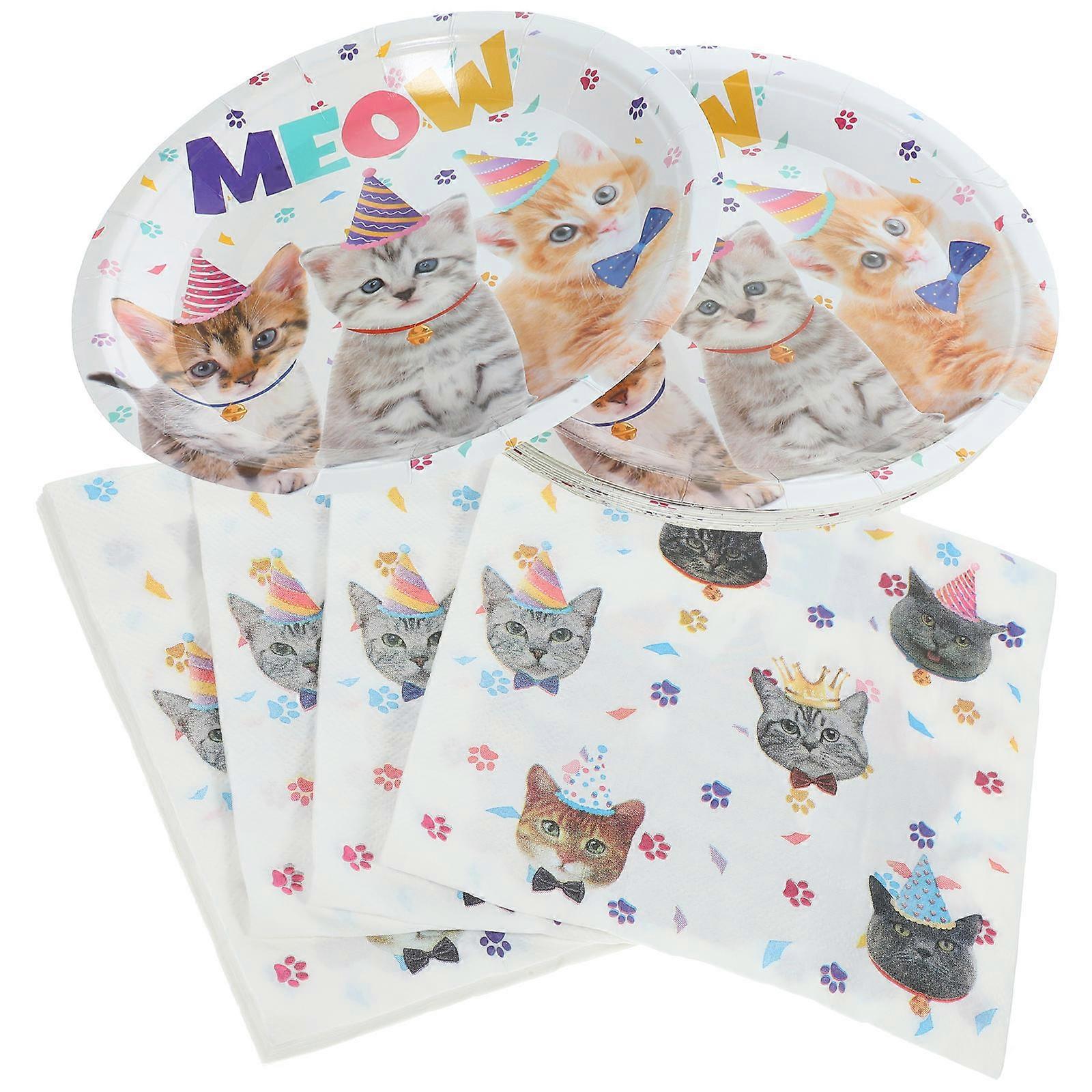 Cat Paper Plates Party Decorations and Napkin Set for Home 1Set