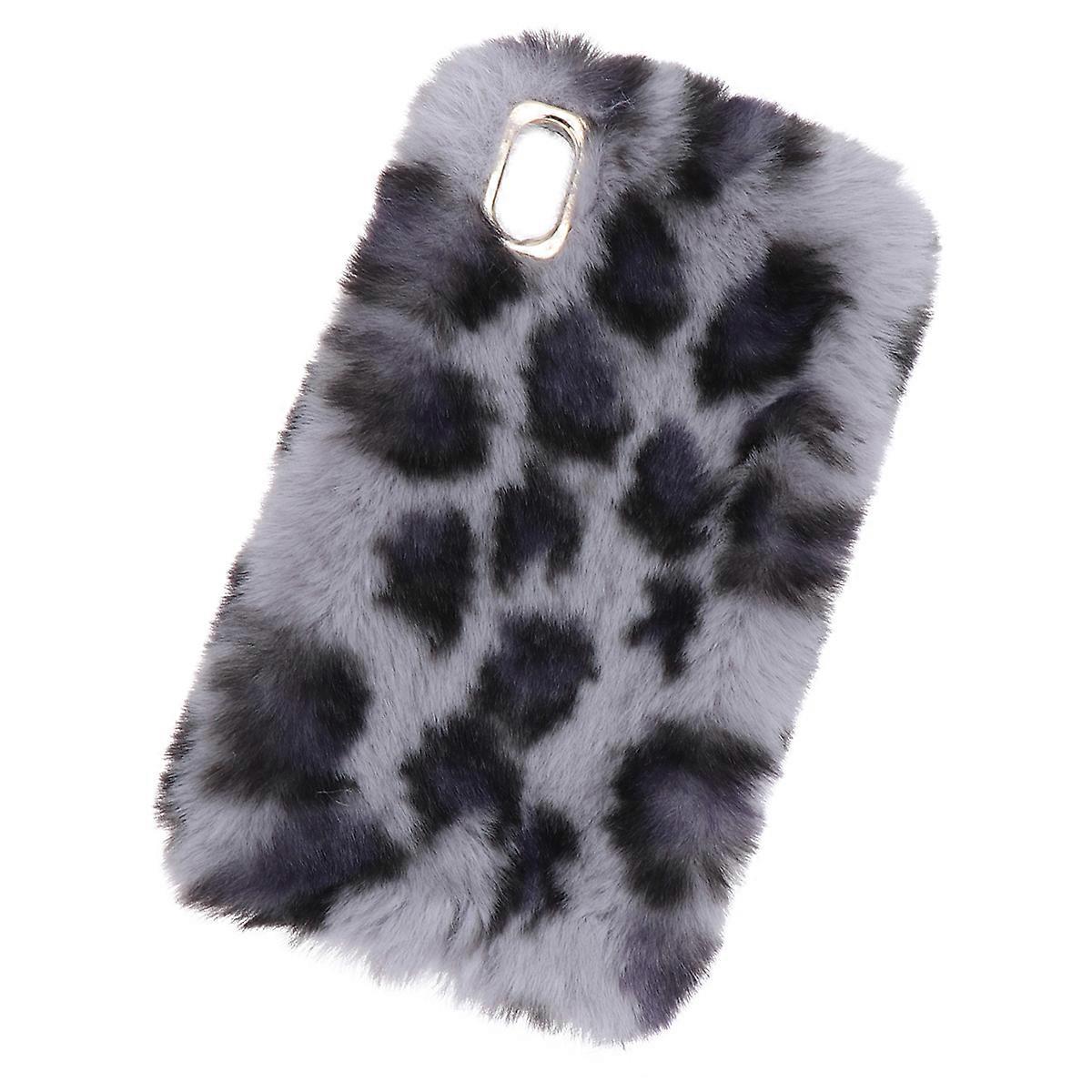 Case Plush Phone Case for Phone Protection 2Pcs Grey Leopard Pattern Winter