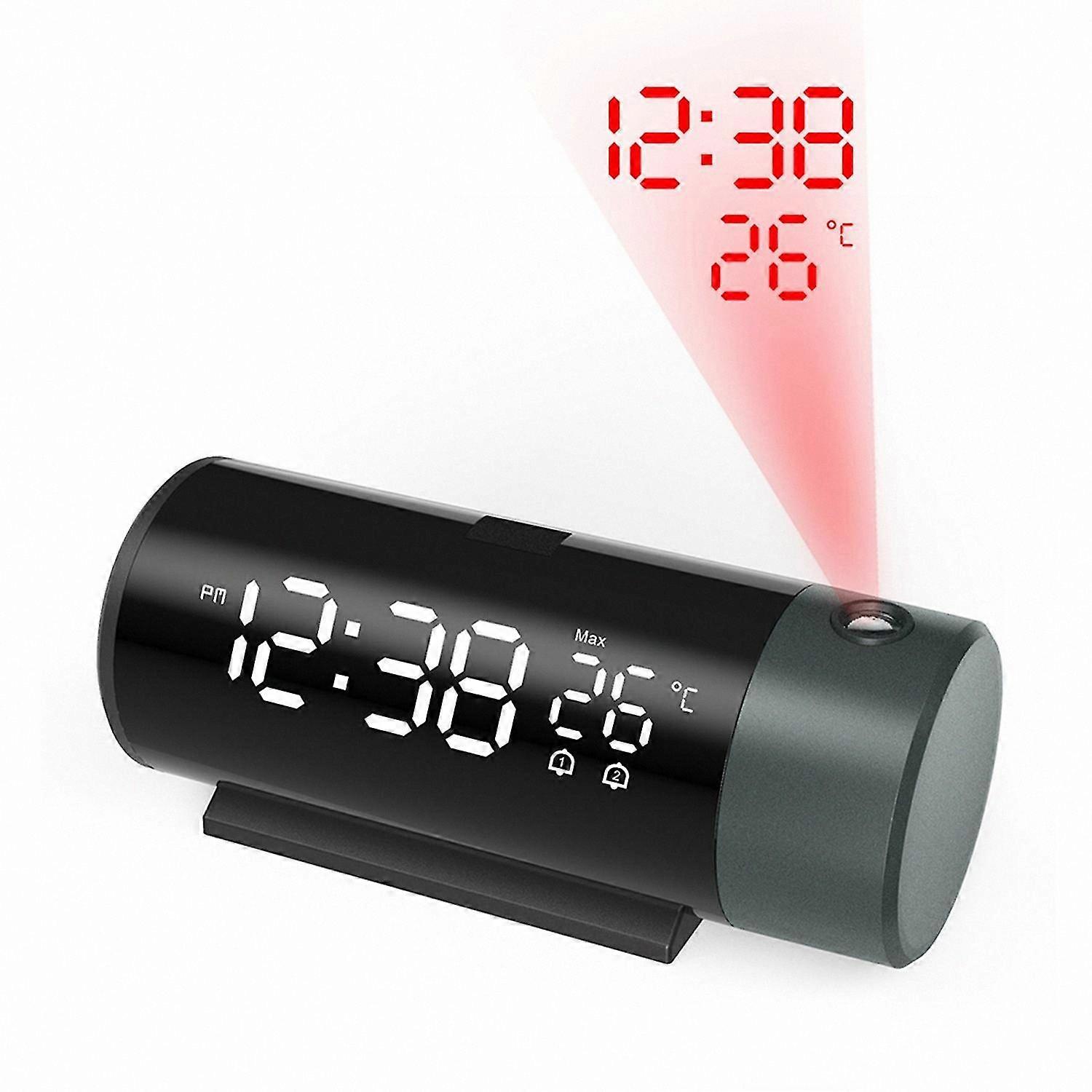LED Projection Alarm Clock with Adjustable Display and Rotatable Projector