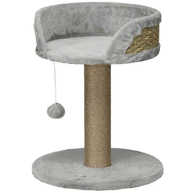 Small 49 cm Cat Tree Scratching Post Play Ball Resting Platform Gray