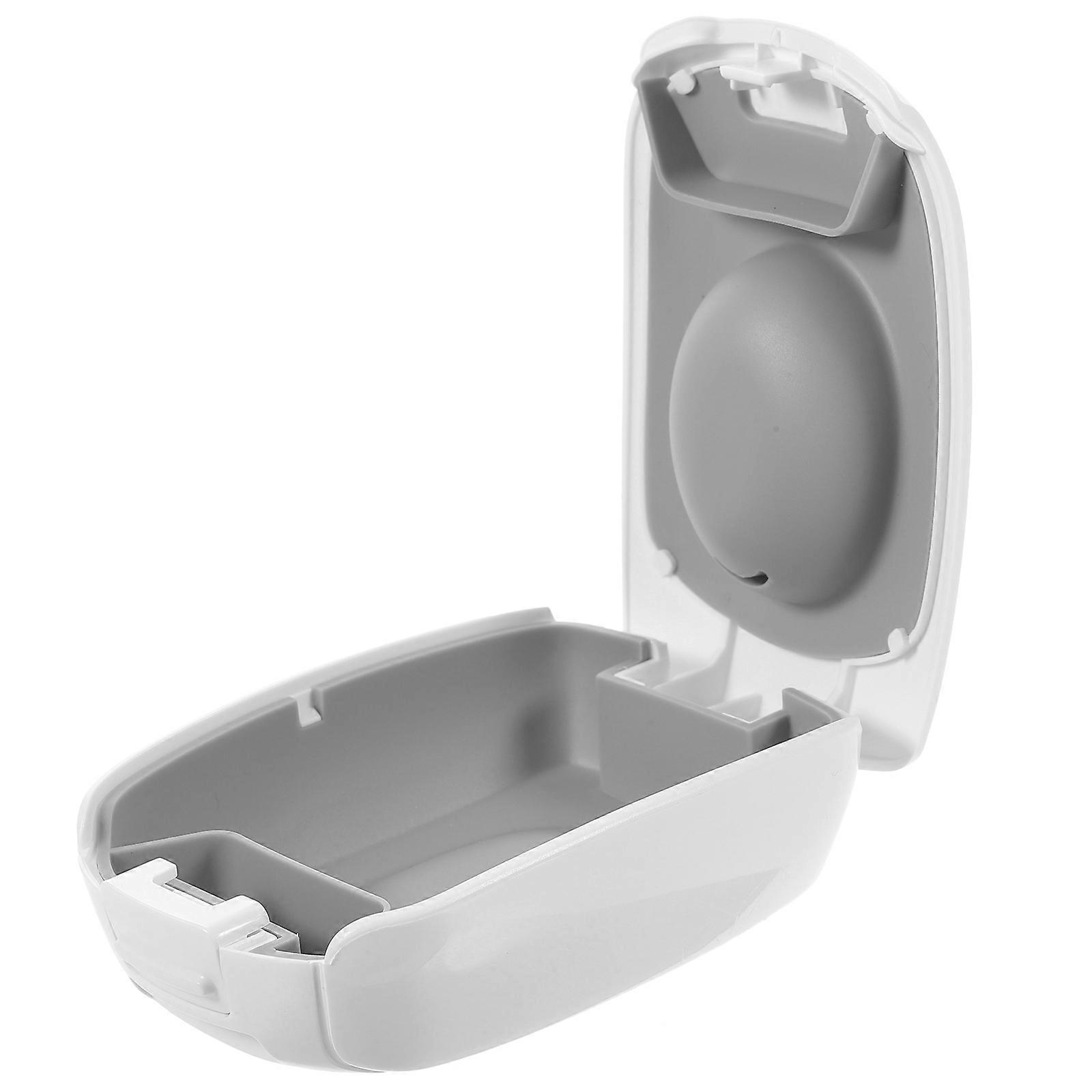 Earphone Storage Box Shockproof Hearing Aid Carry Case White Rectangular For Travel 1Set