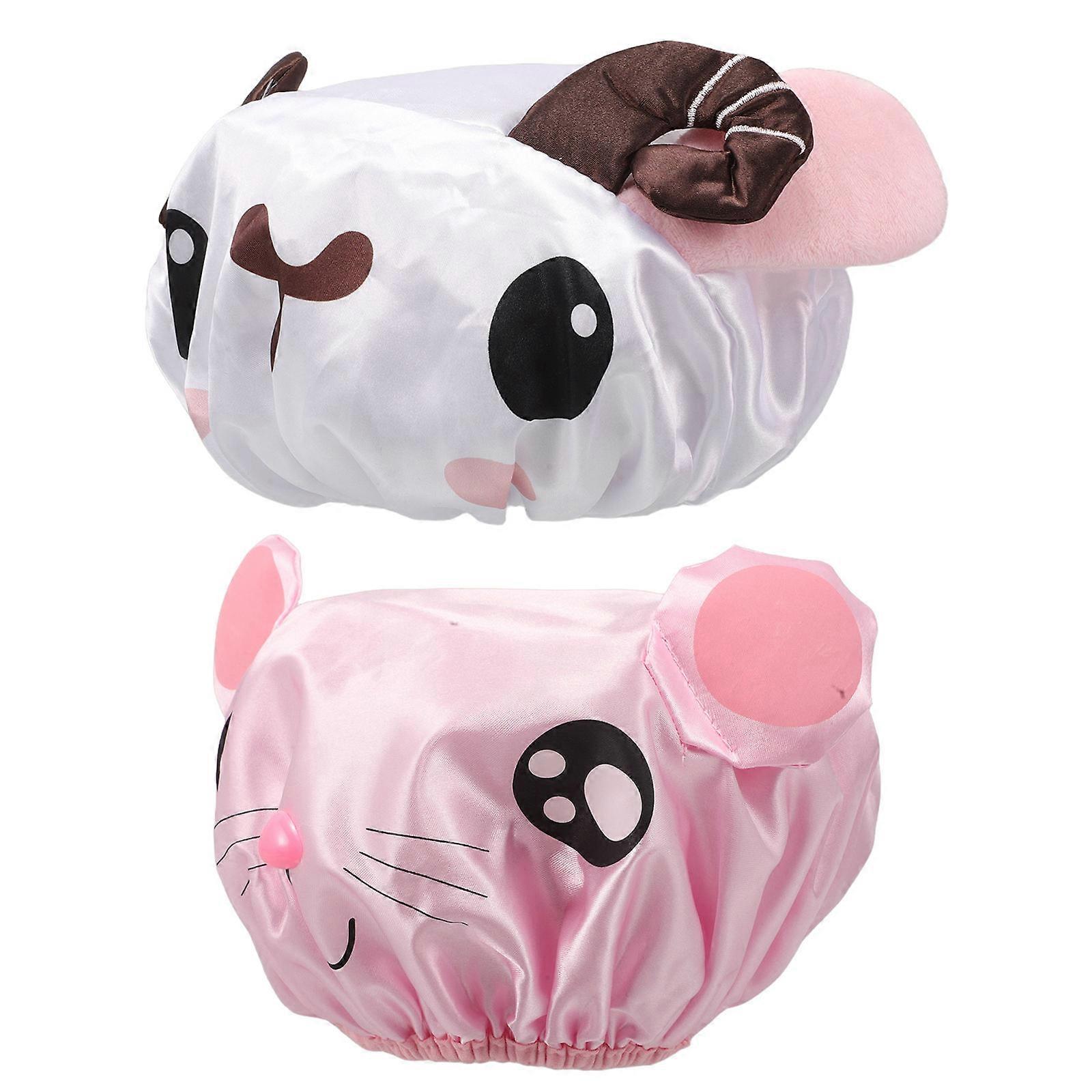 Waterproof Shower Cap For Pcs Thickened Double Layer Bathing Accessories Assorted Color Elastic Fit