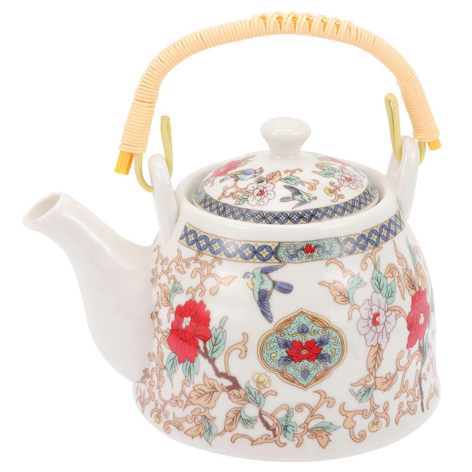 Tea Making Pot Ceramic Tea Pot with Handle 2Pcs for Kitchen Use