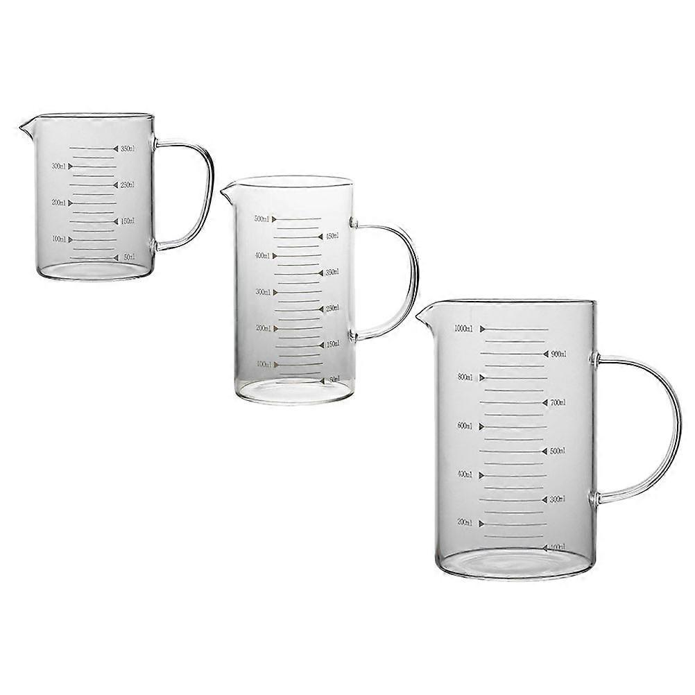 Graduated Measuring Cups 3Pcs High Borosilicate Glass Milk Measuring Cups for Home Users 500ml Size Clear Insulated Handle Easy Control