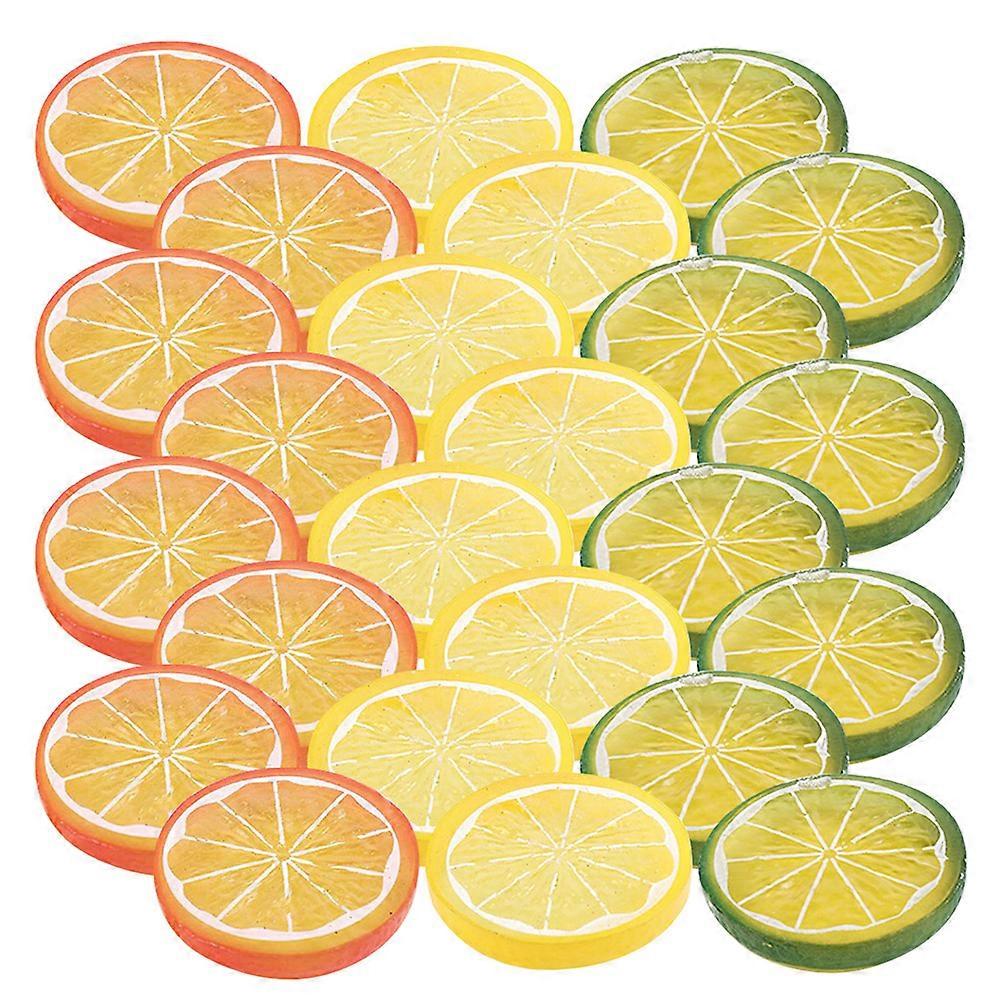 Artificial Lemon Slices for Decor 30Pcs PVC Fake Fruit Model Slices