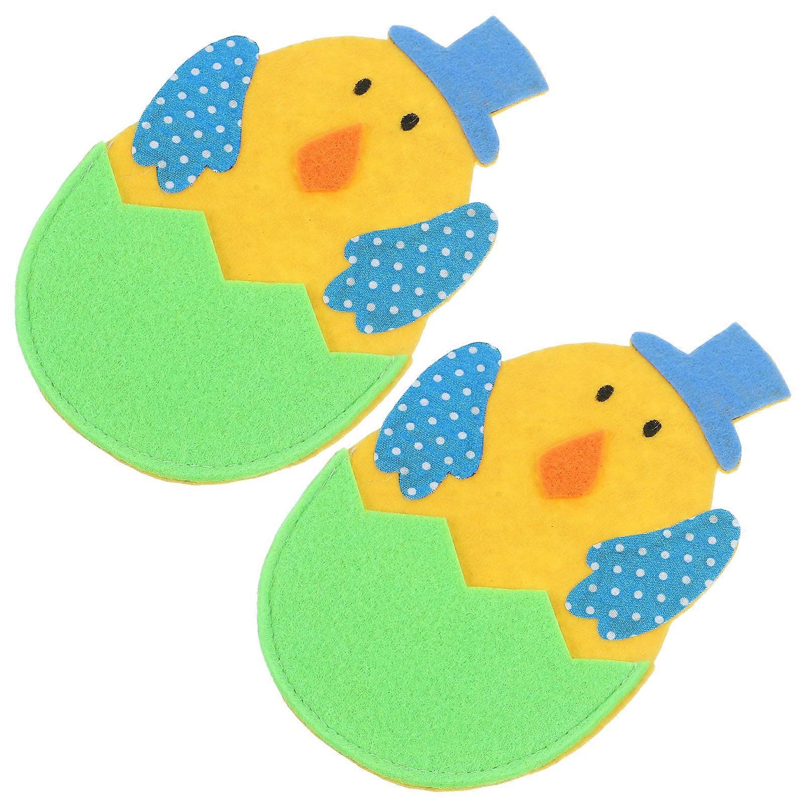 6Pcs Easter Cutlery Holder Chicken Shape Bags for Fork Cutter Storage