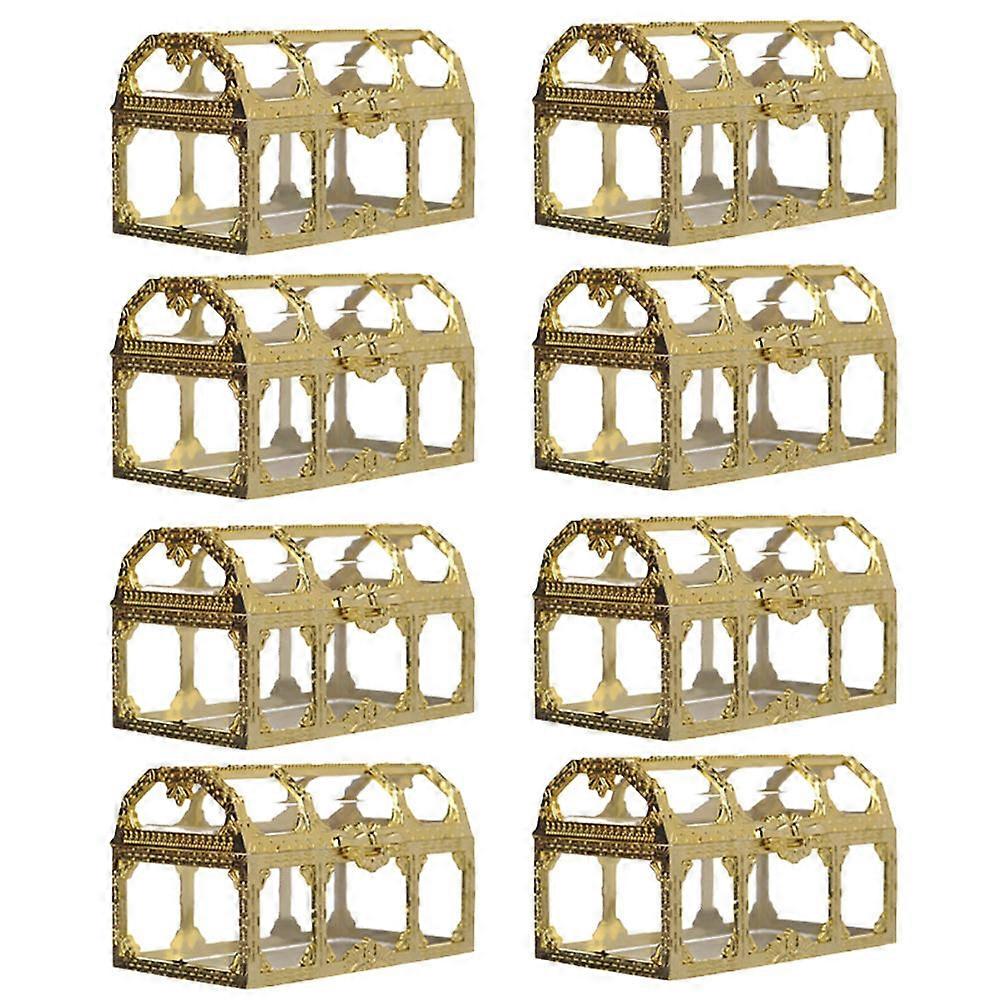 Golden Square Candy Boxes Hollow Design for Storage Use 1Set 8 Pieces