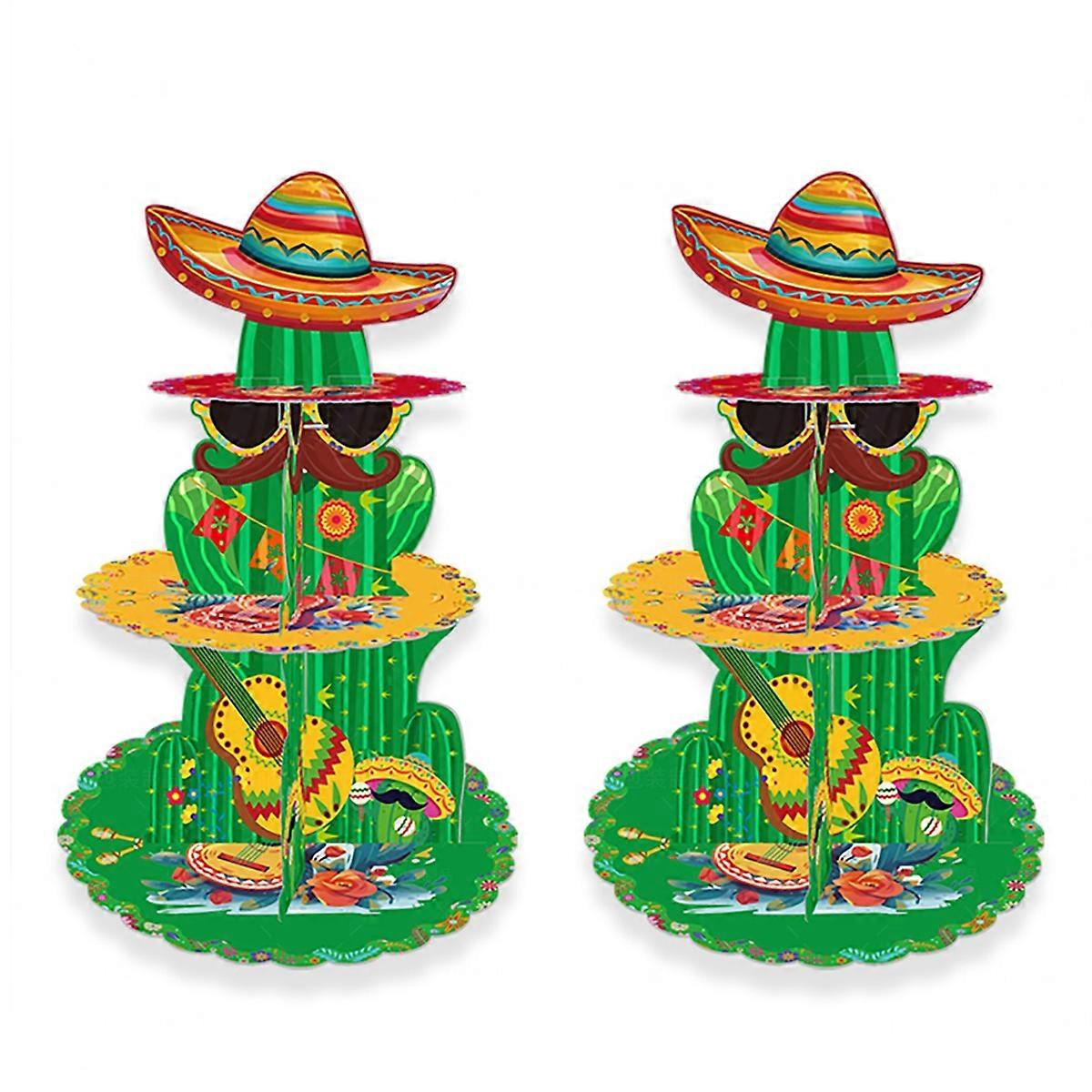 Fiesta Mexican Party Decorations,2Pcs Cupcake Stands