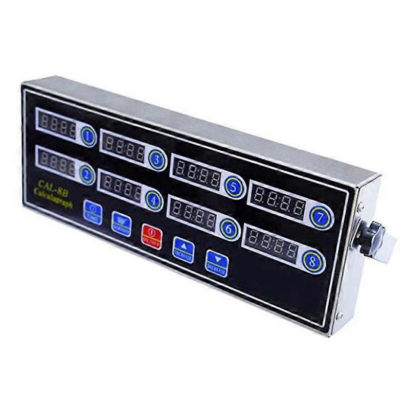 Commercial 8 Channels Digital Kitchen Timer, Stainless Steel,EU Plug