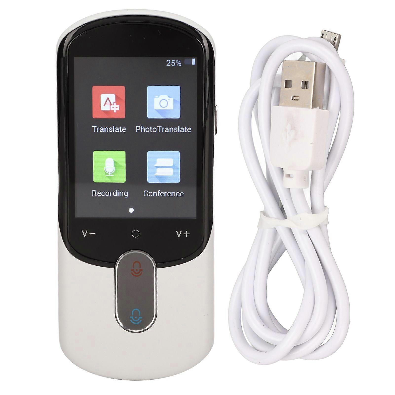 Smart Translator 2.88in Touch Screen Real Time Two Way Translation Portable Intelligent Language Voice Translator White