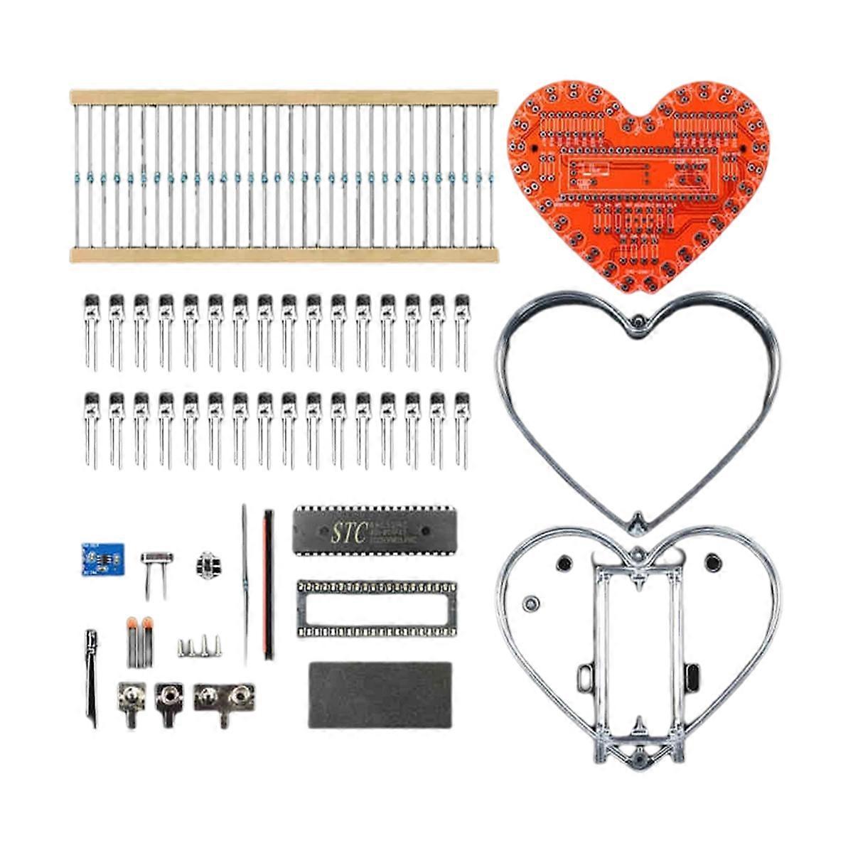 Soldering Practice Kit, Heart Shaped LED Light Soldering Project RGB LED DIY Electronic Kit for Beginners Student STEM