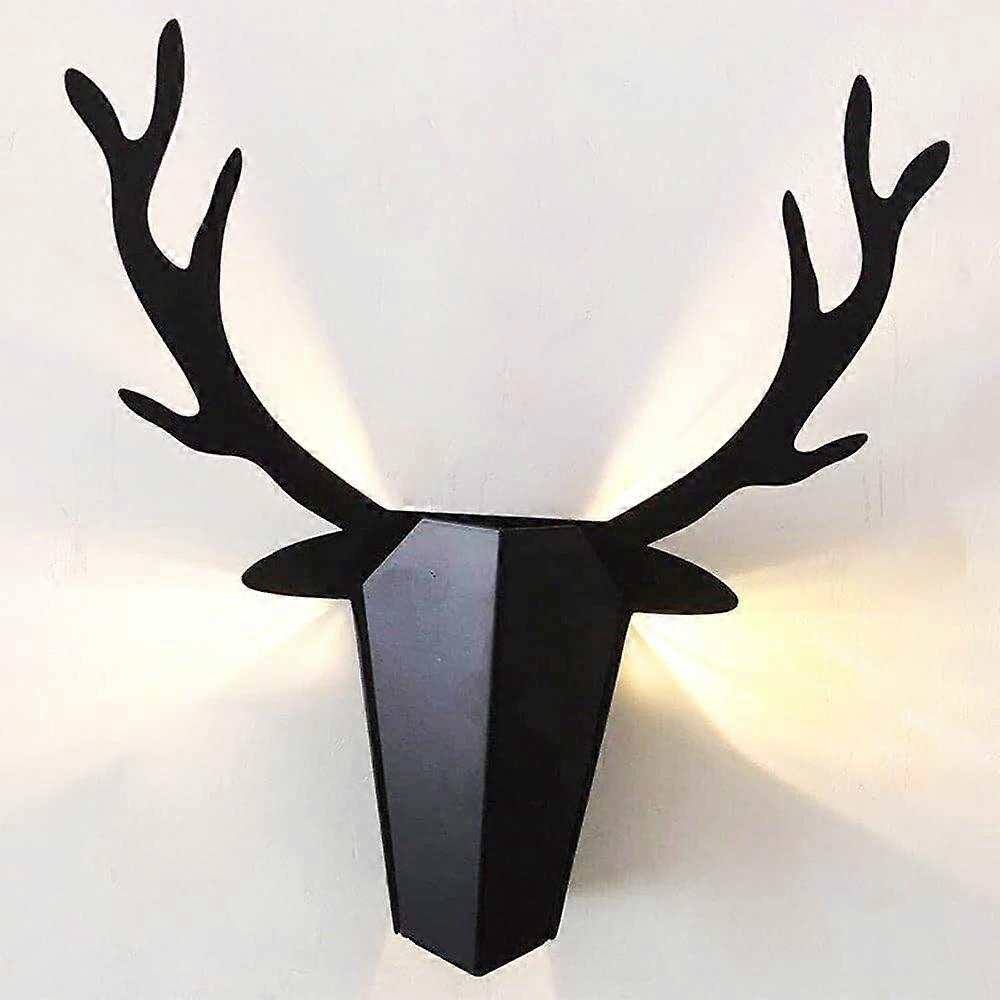 Creative Antlers Wall Sconce, Nordic Metal Wall Light, Hardwired Bedside Lamp, Modern Antler Wall Lamp, Svart Finish