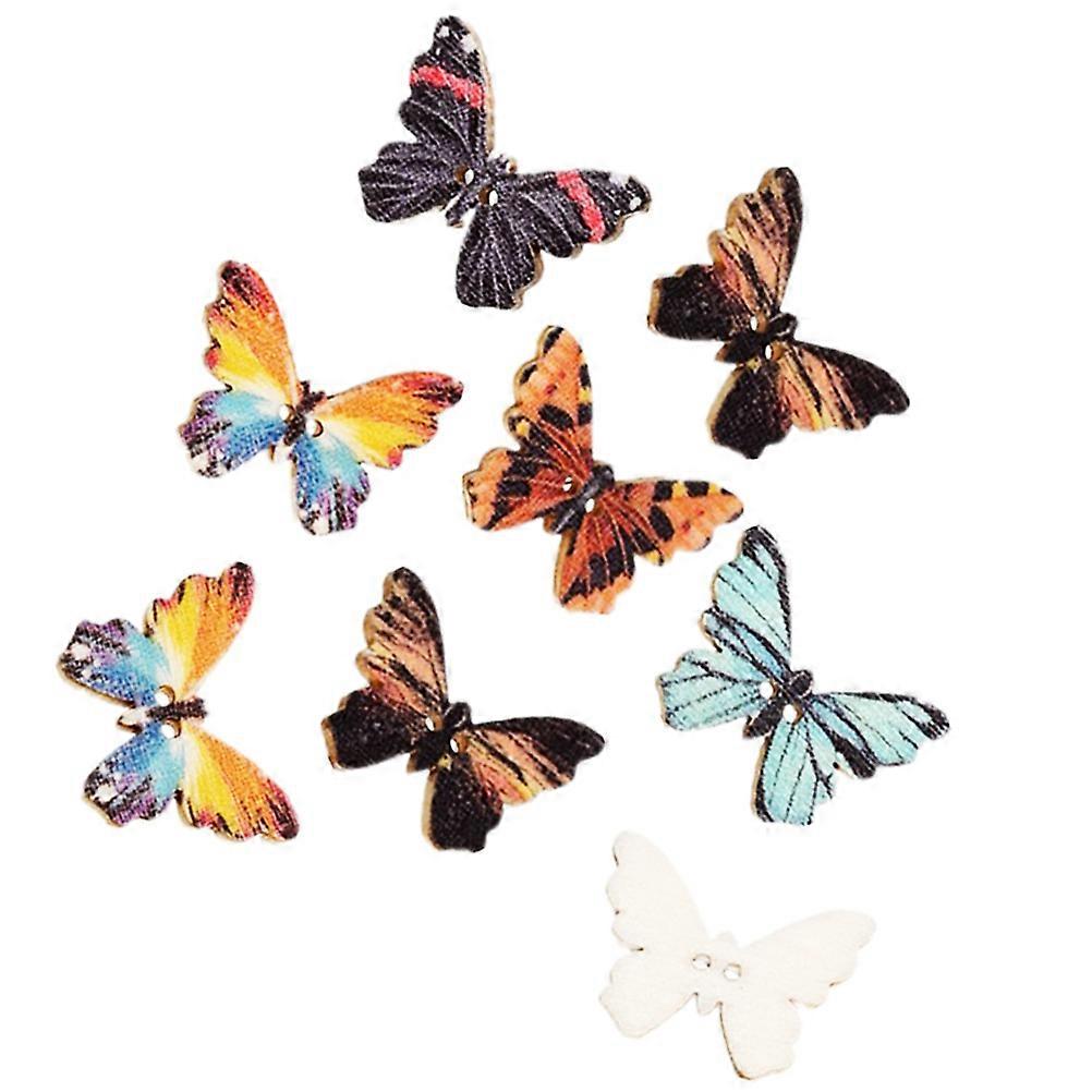 Button for Decor with 200Pcs Assorted Color Wooden Printed Button