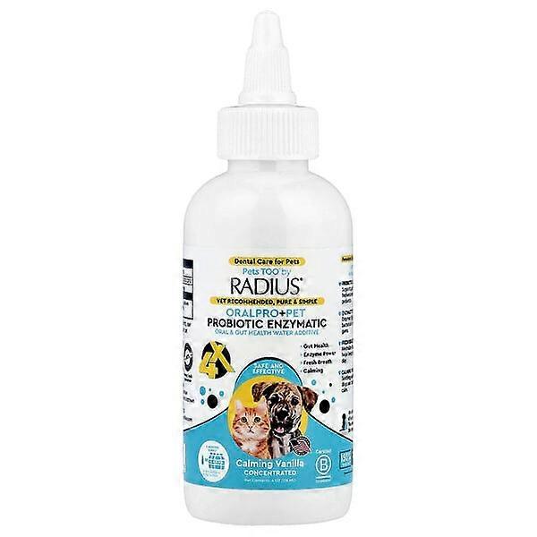 RADIUS, Pets TooÃÂÃÂ¢ÃÂÃÂÃÂÃÂ¢, OralPro + Pet Probiotic Enzymatic, Oral & Gut Health Water Additive, Calming Vanilla, 4 oz (118 ml)