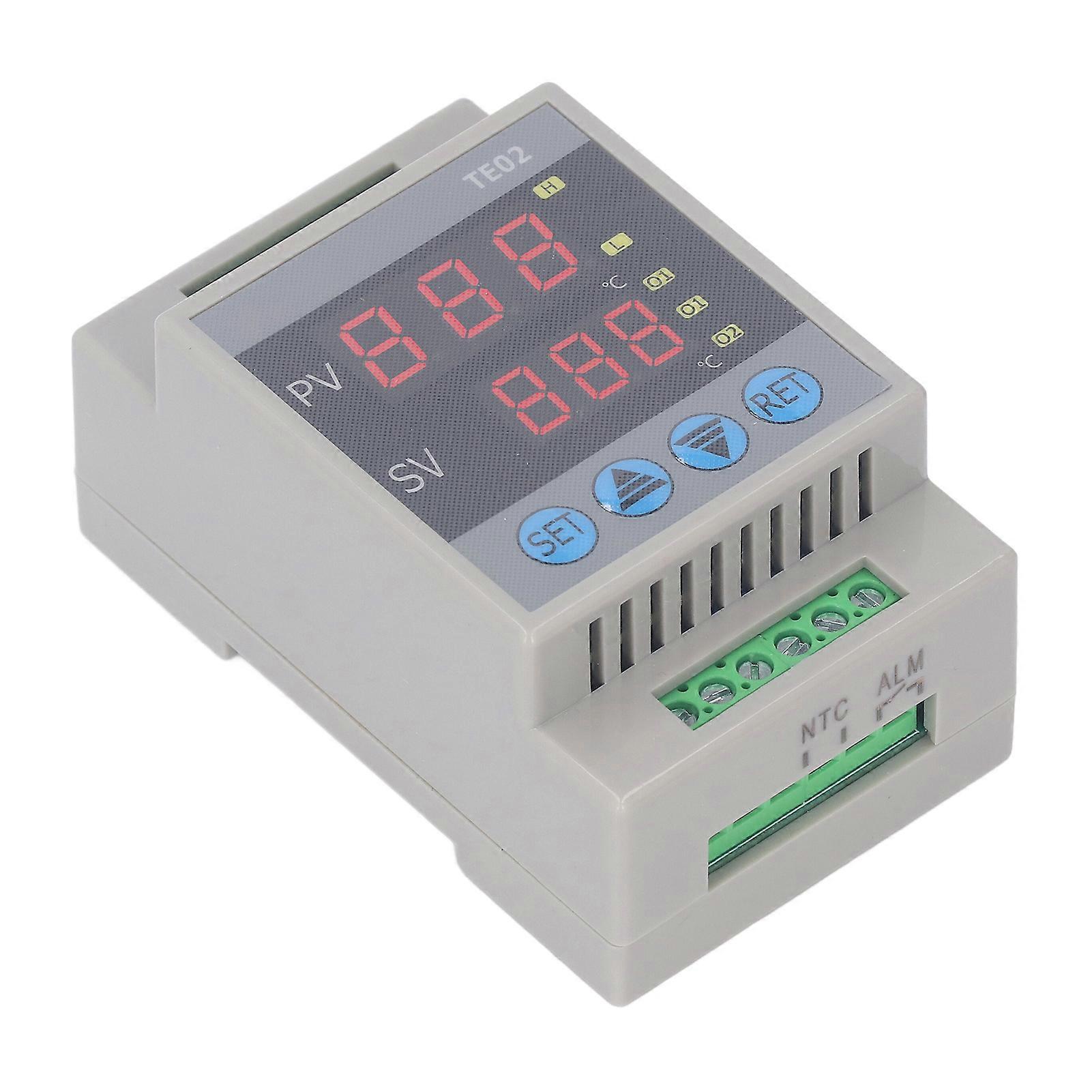 220VAC TE02 DIN Rail Temp Controller -50℃ to 120℃ Digital Display