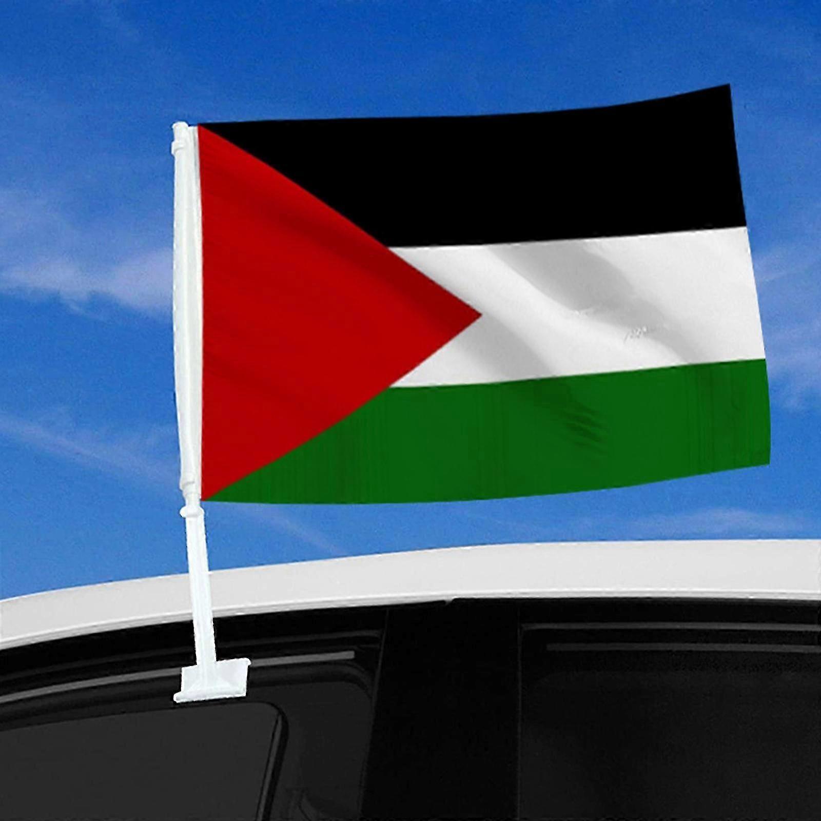 25-26 Palestine Car Flag, Palestinian Car Flag For Car Window With Palestine Flag And Car Flag Pole, 18" X 12" Free Palestine Flag