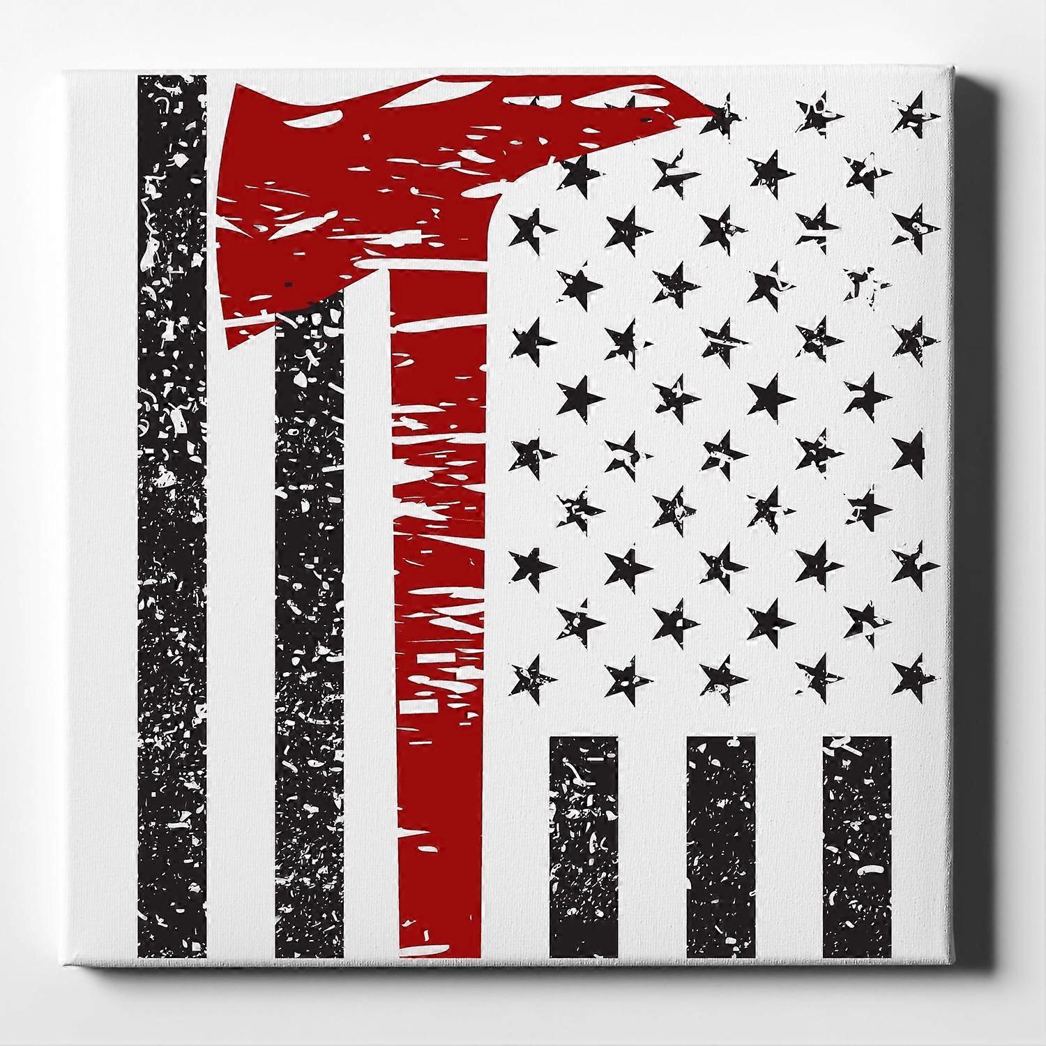 Weathered Thin Red Line US Flag With Axe-ouyab1238