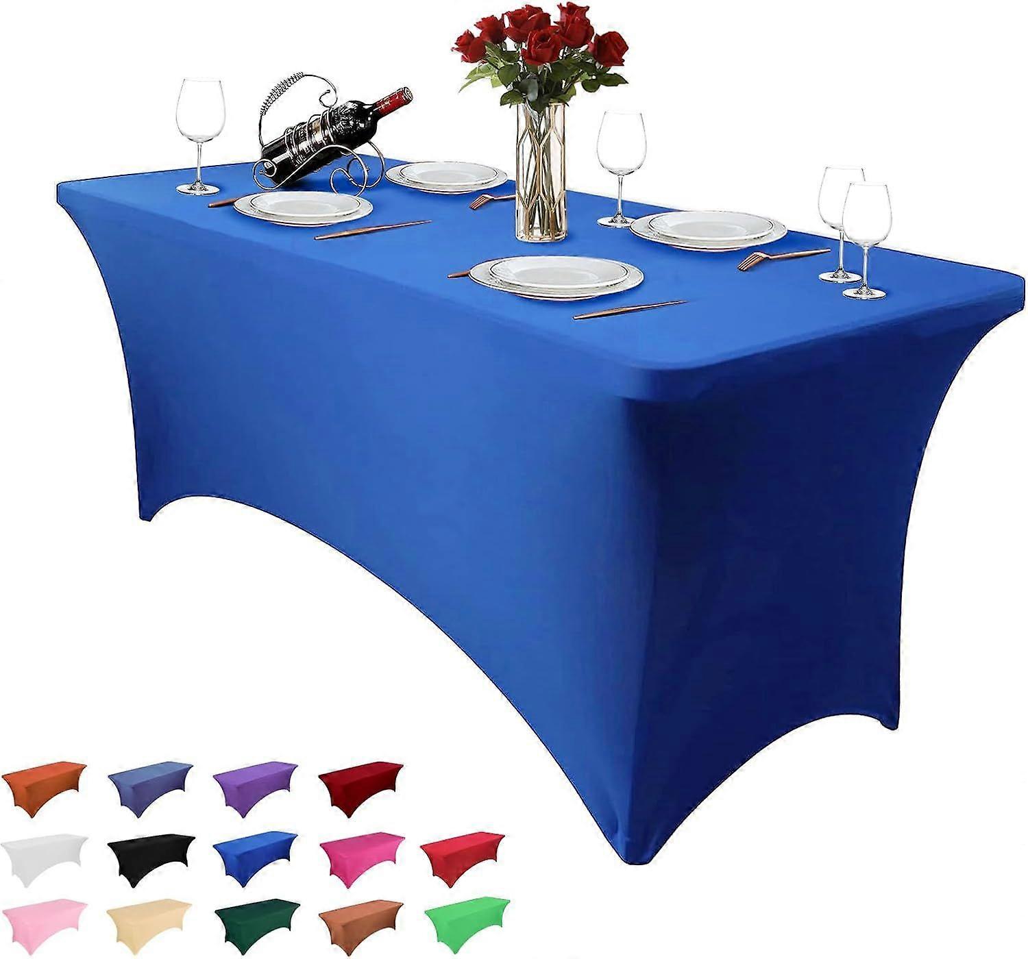 4FT Table Cloth for Rectangular Tablecloth Royal Blue Stretch Fitted Table Cover