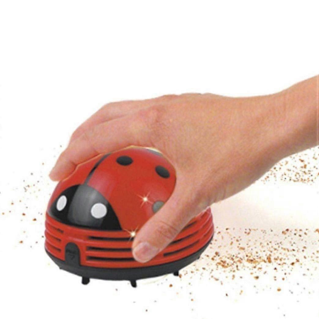 Cute Mini Beetles Corner Desk Table Dust Vacuum Micro Cleaner Sweepers Red Color Compact Size