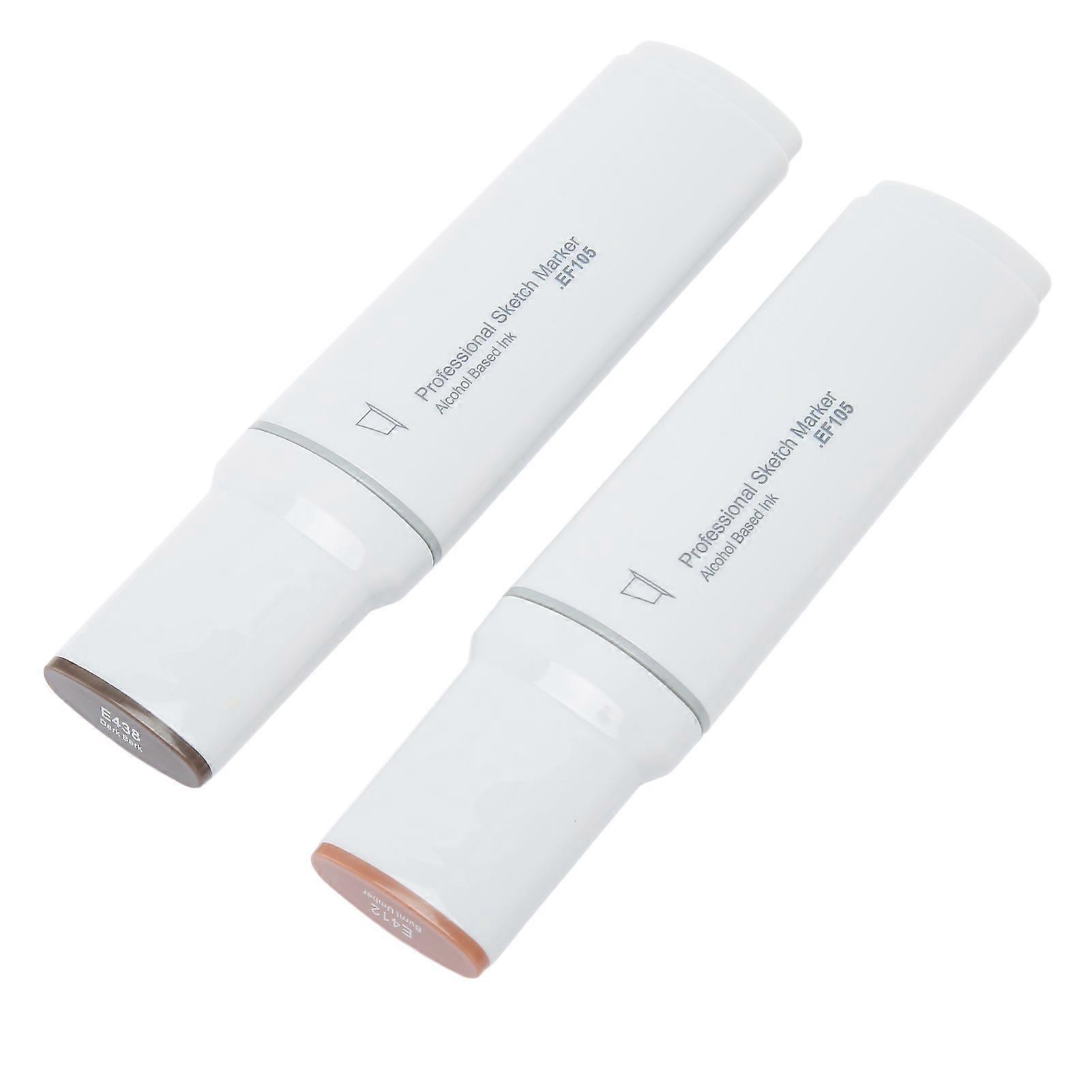2pcs Jumbo Markers Professional Quick Drying Even Ink Absorption Alcoholic Large Wide Tip Markers for Painting Brown 
