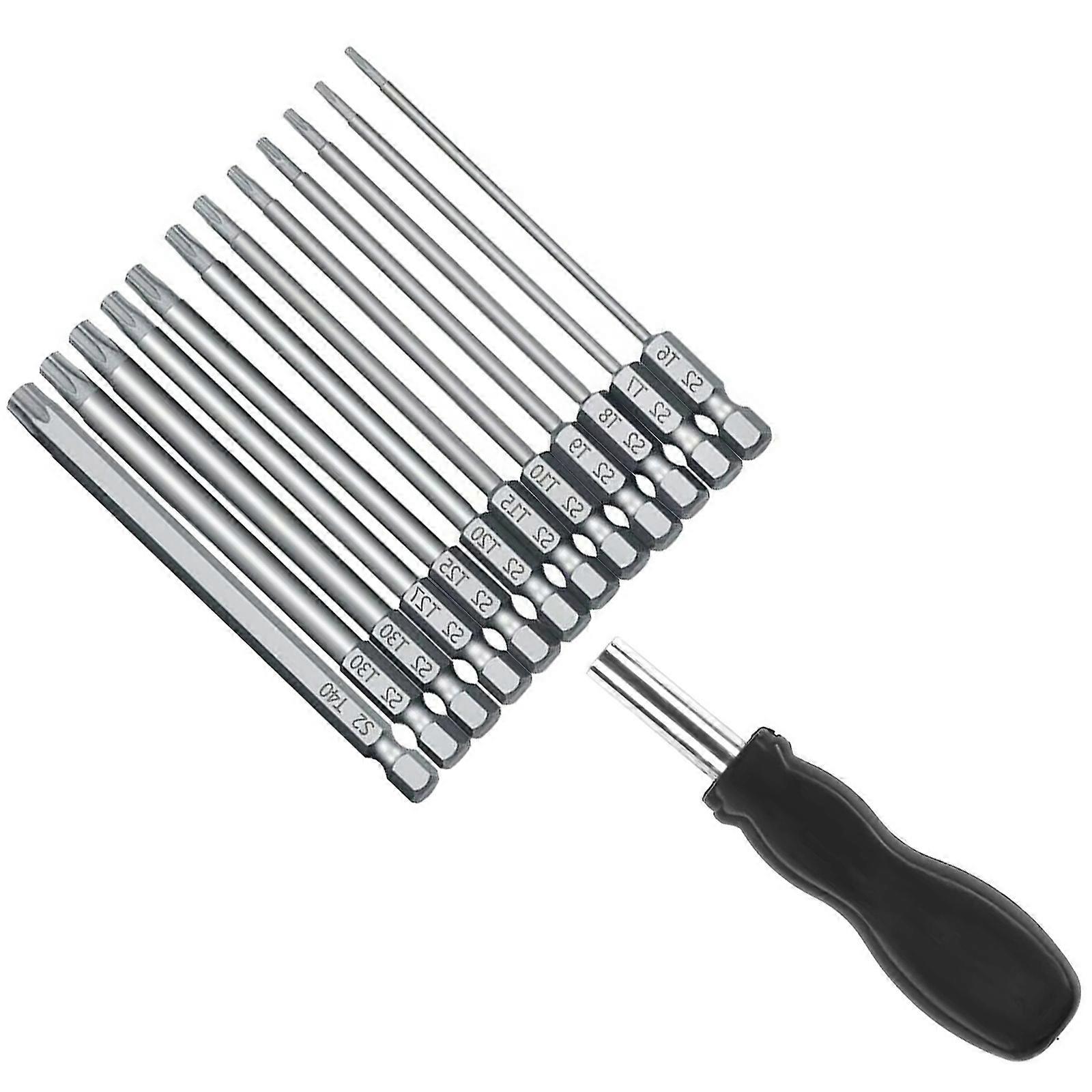 Blossom Screwdriver 100mm Security Drill Bit for Electric Drill Magnetic Extension Adapter 1/4inch Hex Bit with Handle Multicolor