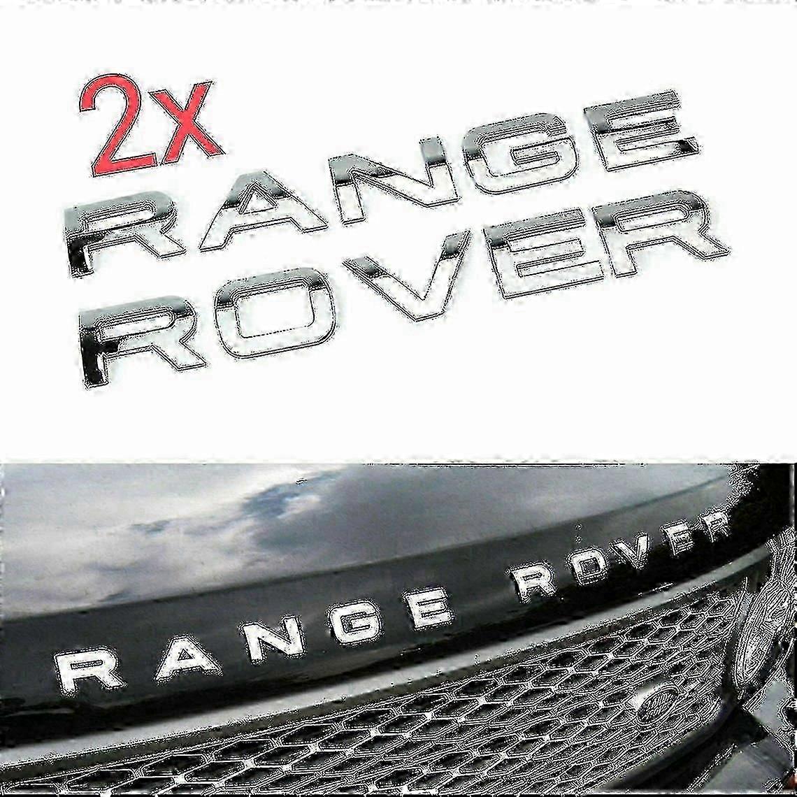 Chrome Range Rover Front Grill Bonnet Badge Emblem Bonnet And Back Boot Lettering Badge (pack Of 2) 25-26