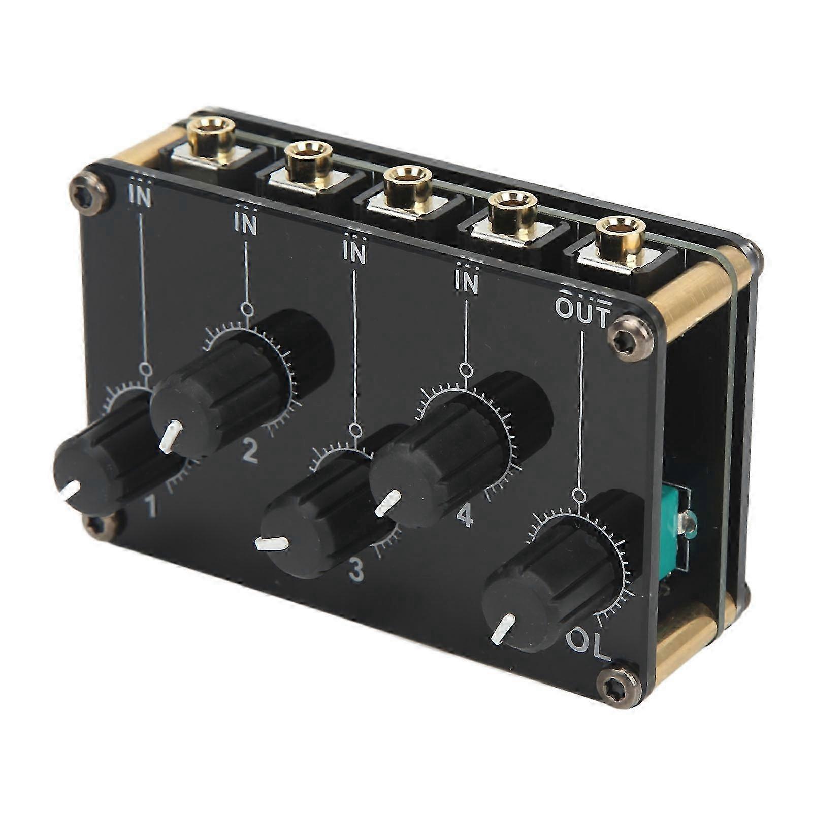 Audio Mixer 4 Input 1 Output Mini Sound Board Console Portable Passive Stereo Audio Mixer