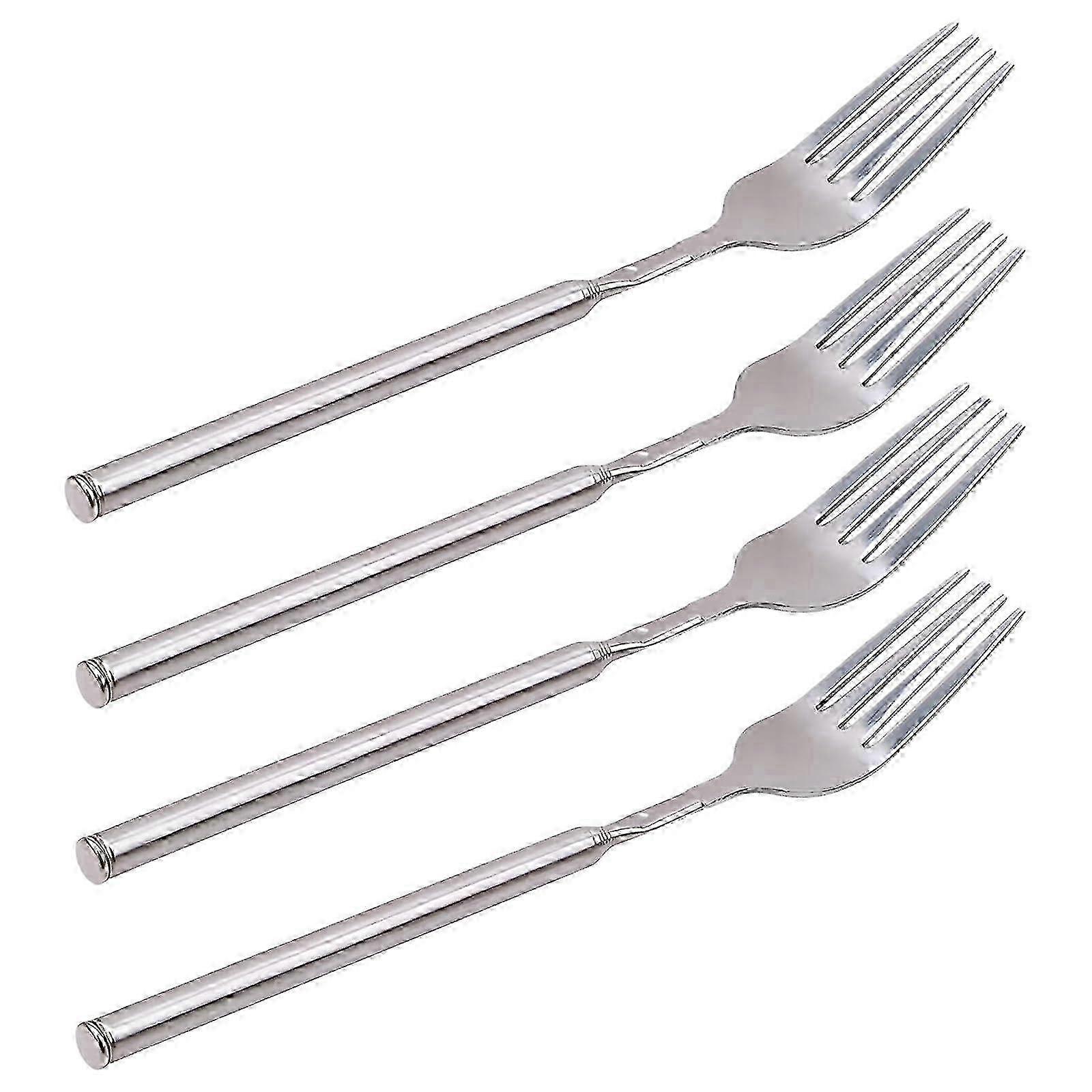4 pcs Stainless Steel Extendable Fork for BBQ Tableware Supplies 25.4 Inch