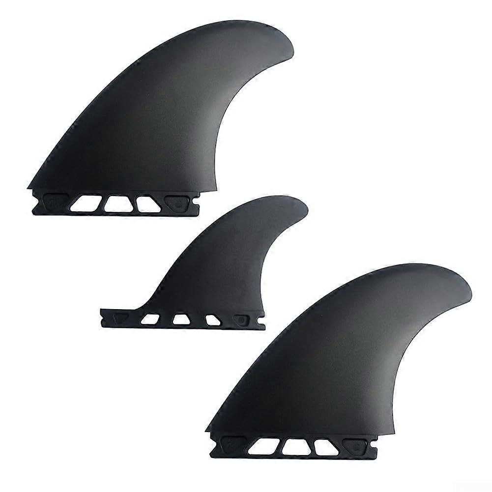 Surfboard Fins Set Fiberglass Core ABS Mix Material 3Piece Dual Tabs Type 3 Compatible with FCS II