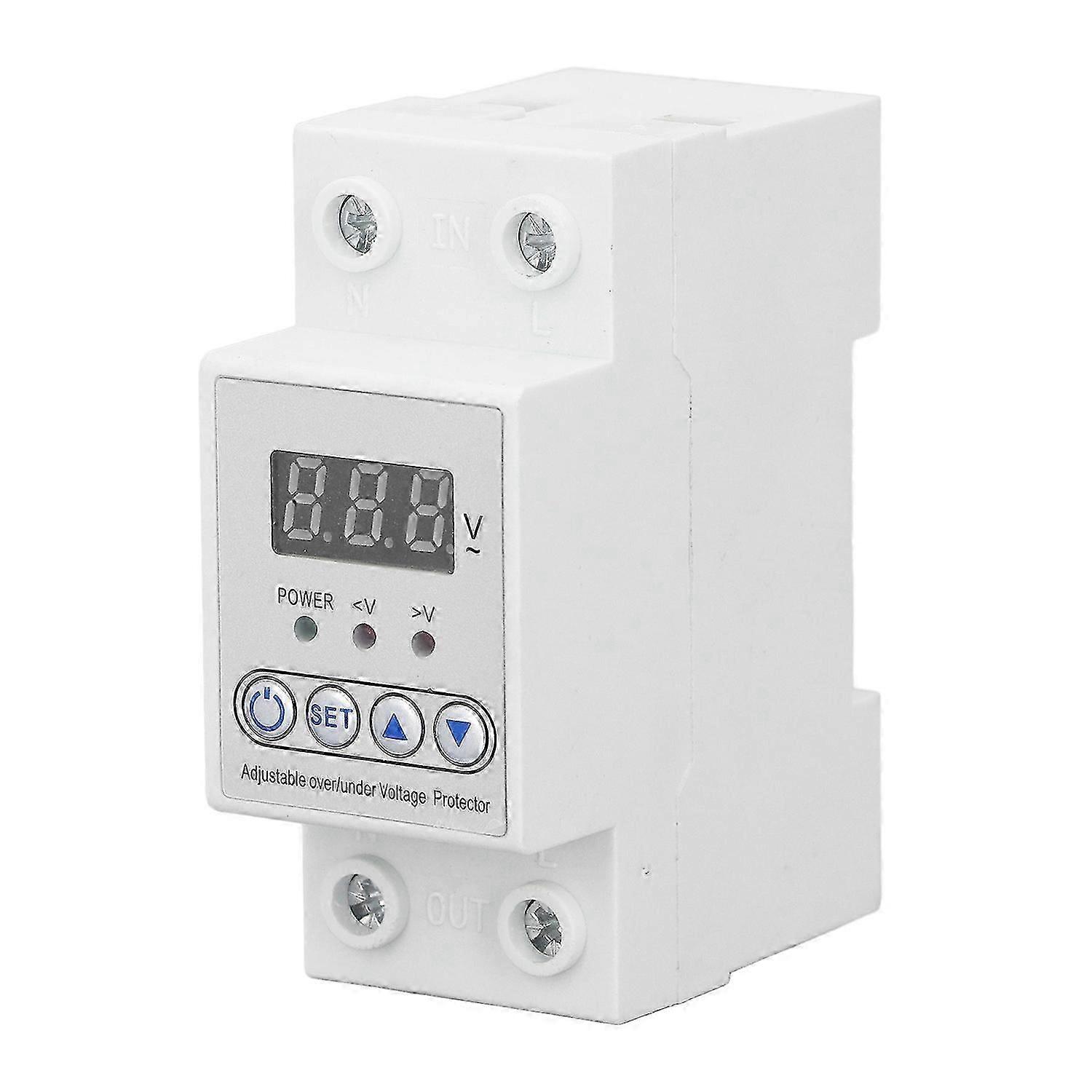 Over Under Voltage Protective Device Adjustable Auto Recovery DIN Rail Mount 230V 63A