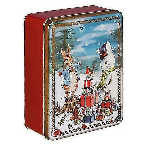 Peter Rabbit Storage Tin Beatrix Potter Christmas Scene Rectangular Container With Lid