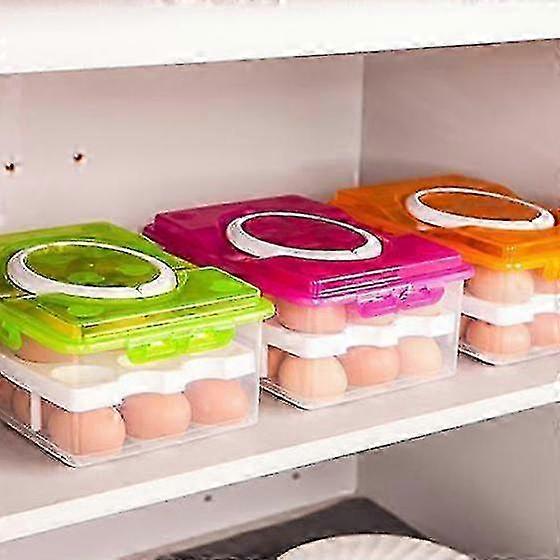 Double Layers 24 Grids Eggs Holder Box Airtight Container Plastic Storage Case