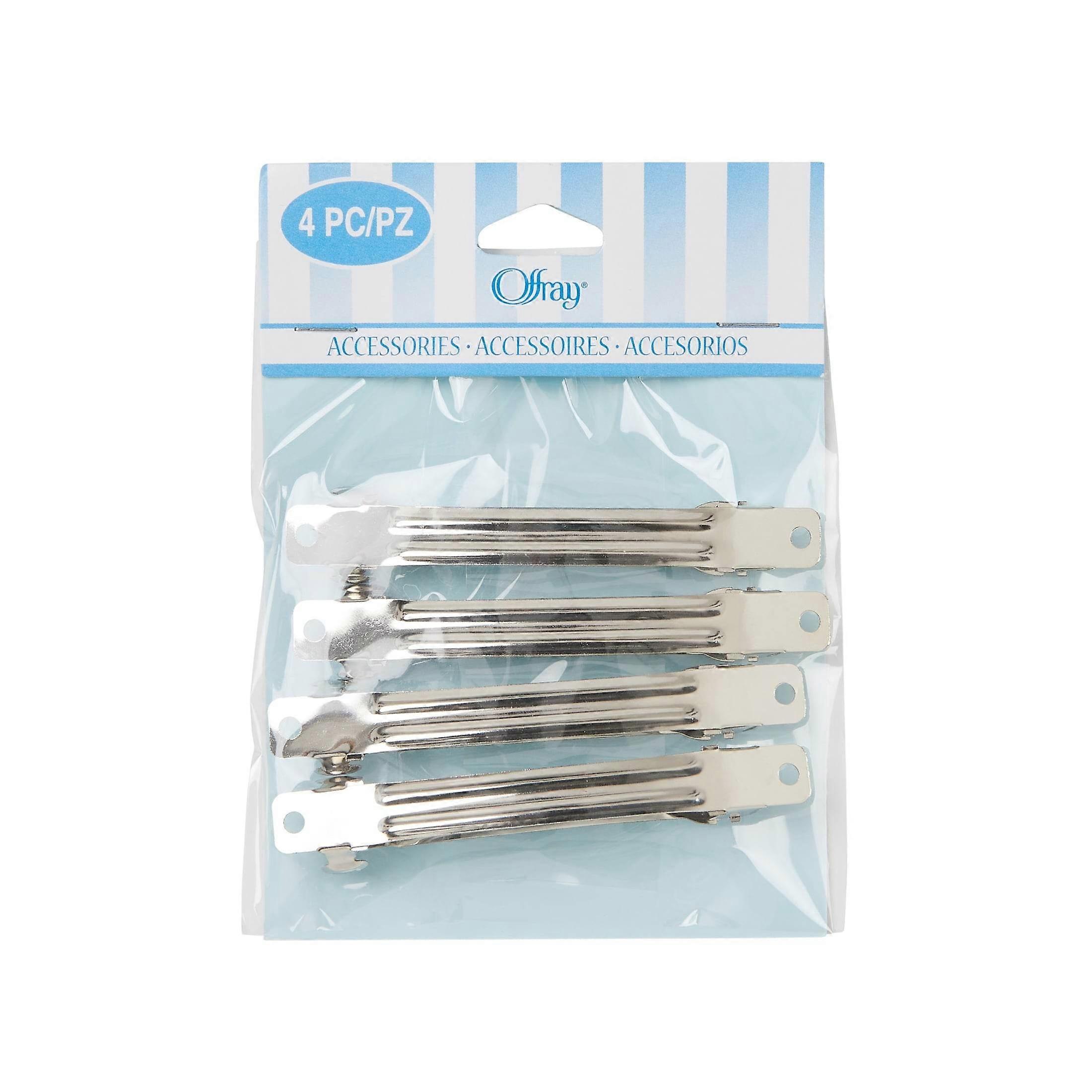 Offray Accessories Silver Medium Metal Rectangle Hair Clip Pack, 4 Ea