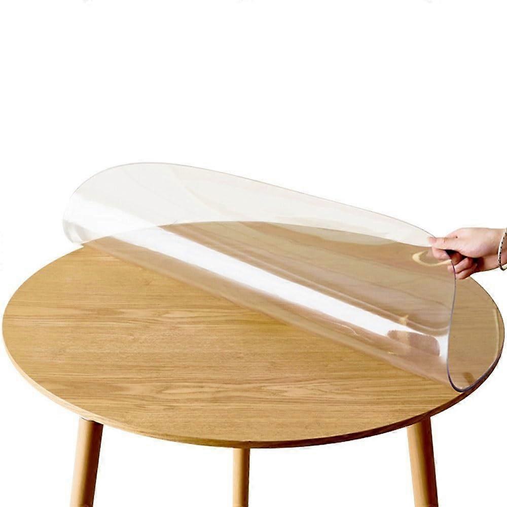 Clear PVC Round Table Cover 1.5mm Thick Transparent Table Protector for Dining and Writing Desk 105cm