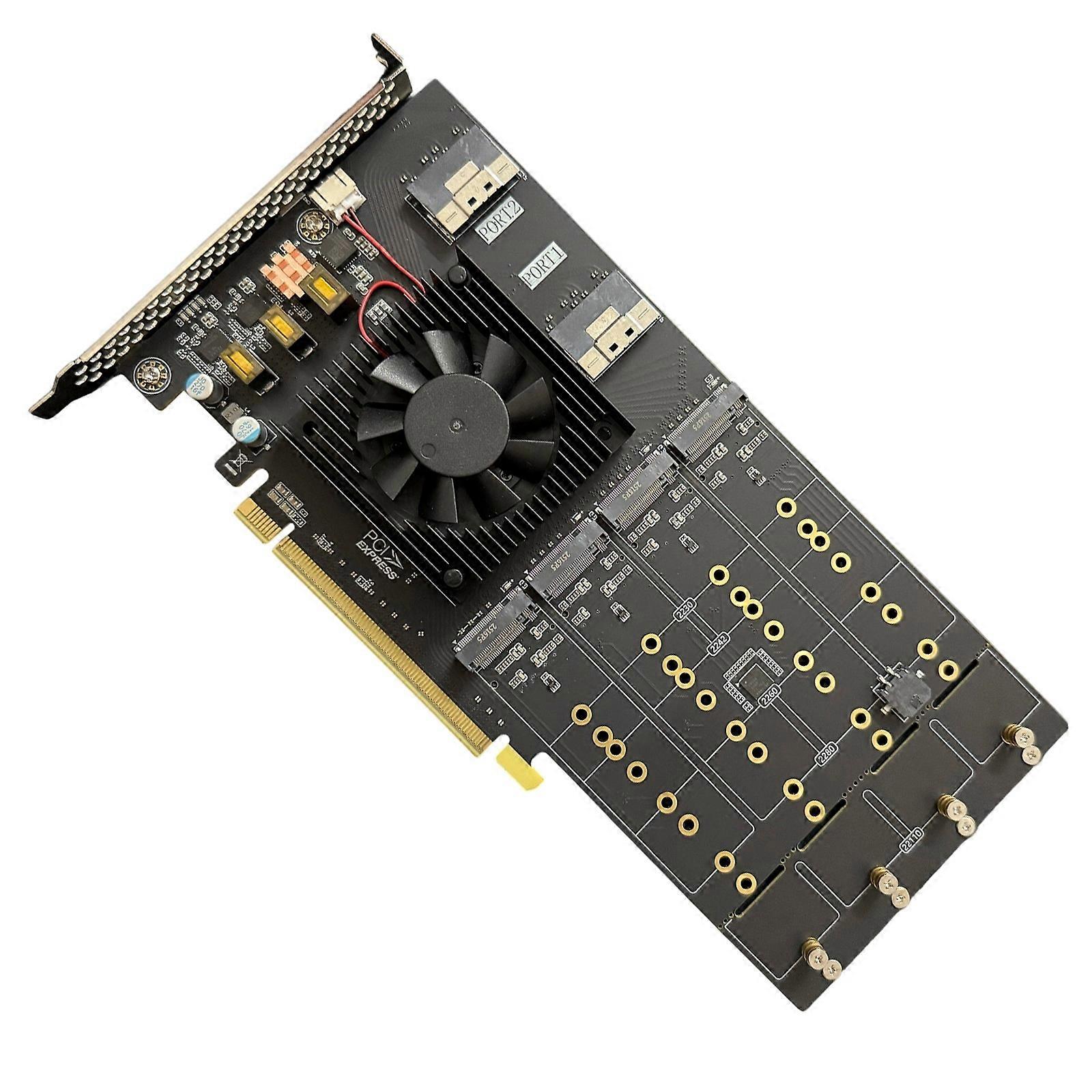 12 Bay PCIe4.0 Adapters Card For M.2 U.2 SSDs Toolless Installation Fanless Cooling System Multicolor
