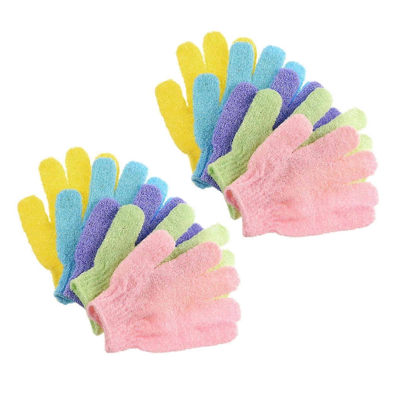 Exfoliating Gloves Polyester For Shower And Bath Use, 10 Pairs, Gentle Skin Exfoliation