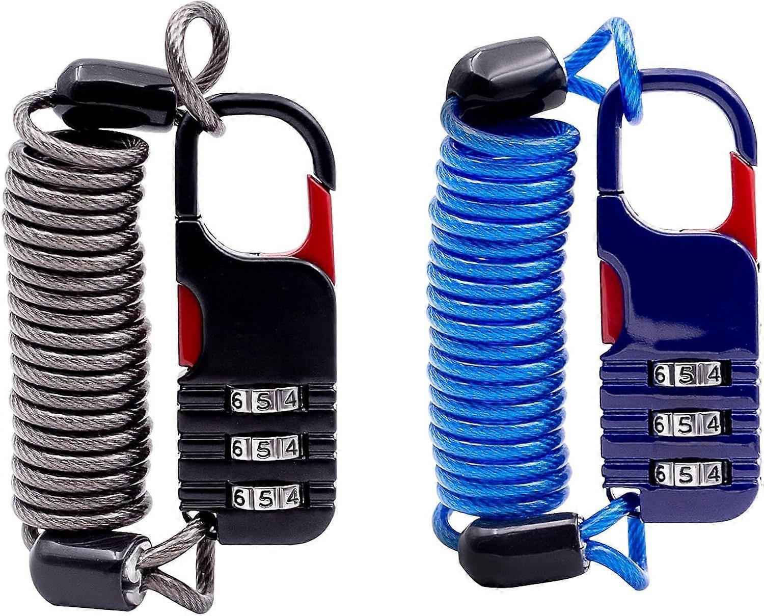 Thin Cable Locks with Combination, Small Bike Lock with Retractable Cable & Combo Padlock,