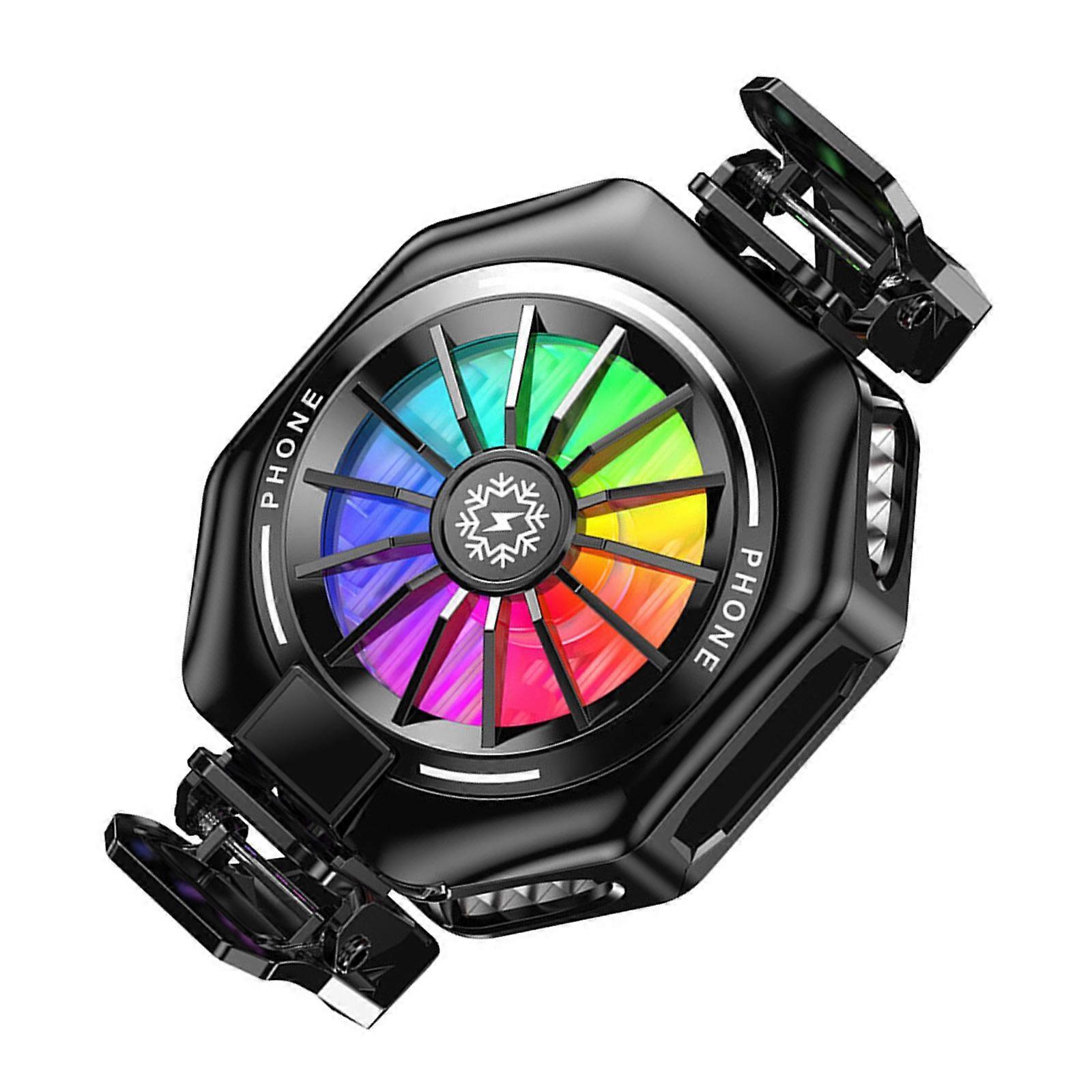 Phone Radiator Digital Display Cooling Fan Semiconductor Heat Sink with Clip Light Low Noise Magnetic Cooling System Multicolor