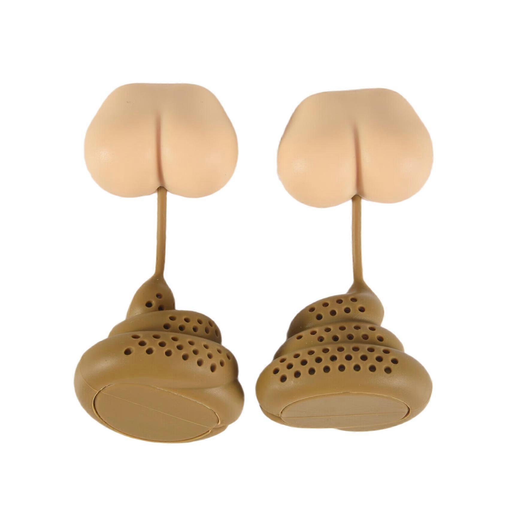 2PC Reusable Silicone Tea Infuser Creative Poop Shaped Funny Herbal Tea Coffee Filter Diffuser Strainer Accessories A